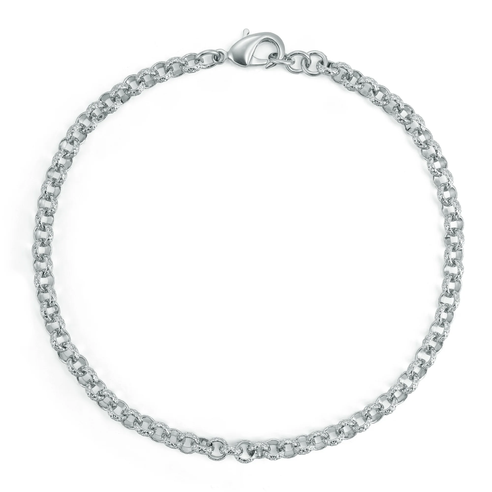 Silver Diamond-Cut Patterned Belcher Bracelet 4mm - Image 2