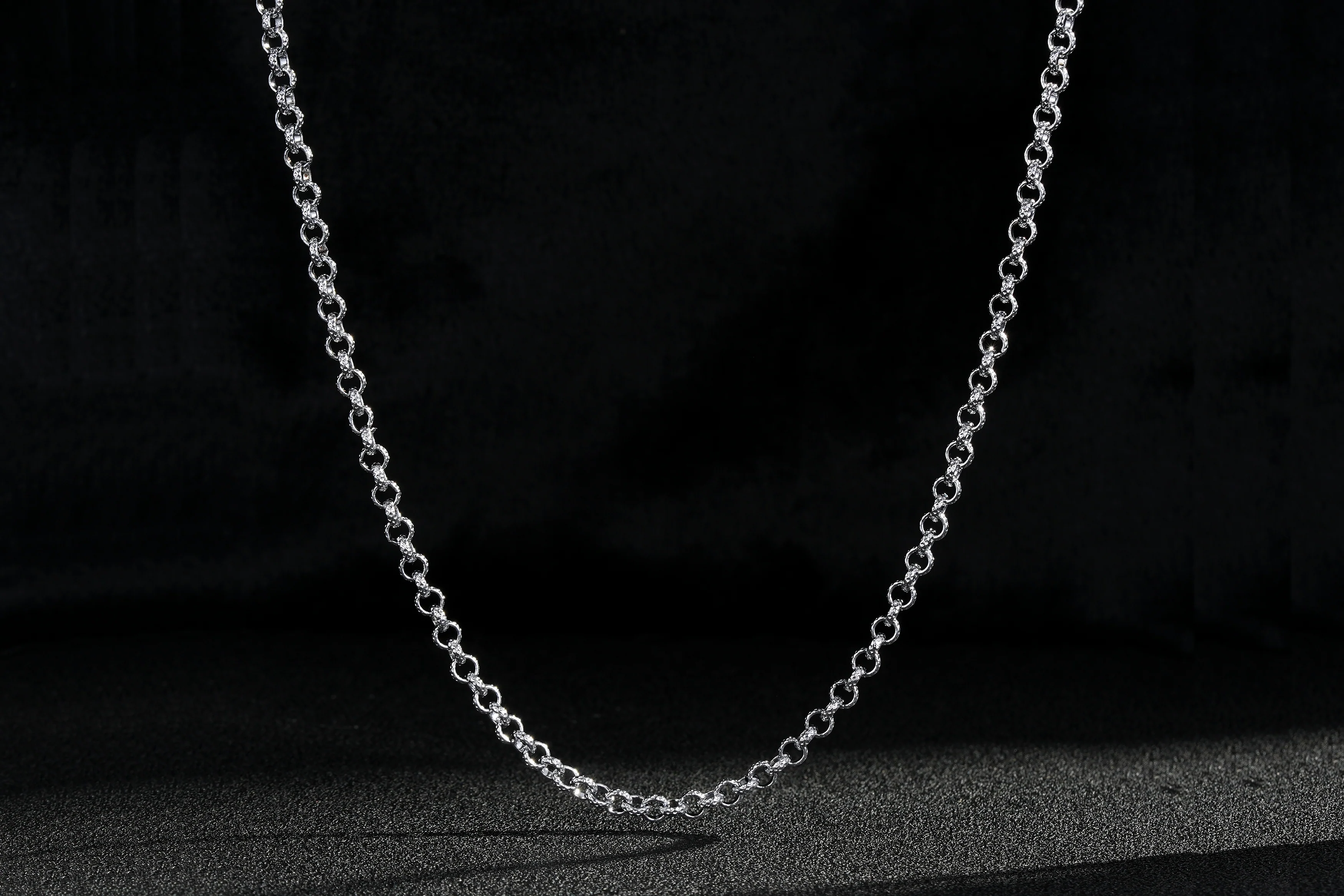 Silver Diamond-Cut Patterned Belcher Chain 4mm