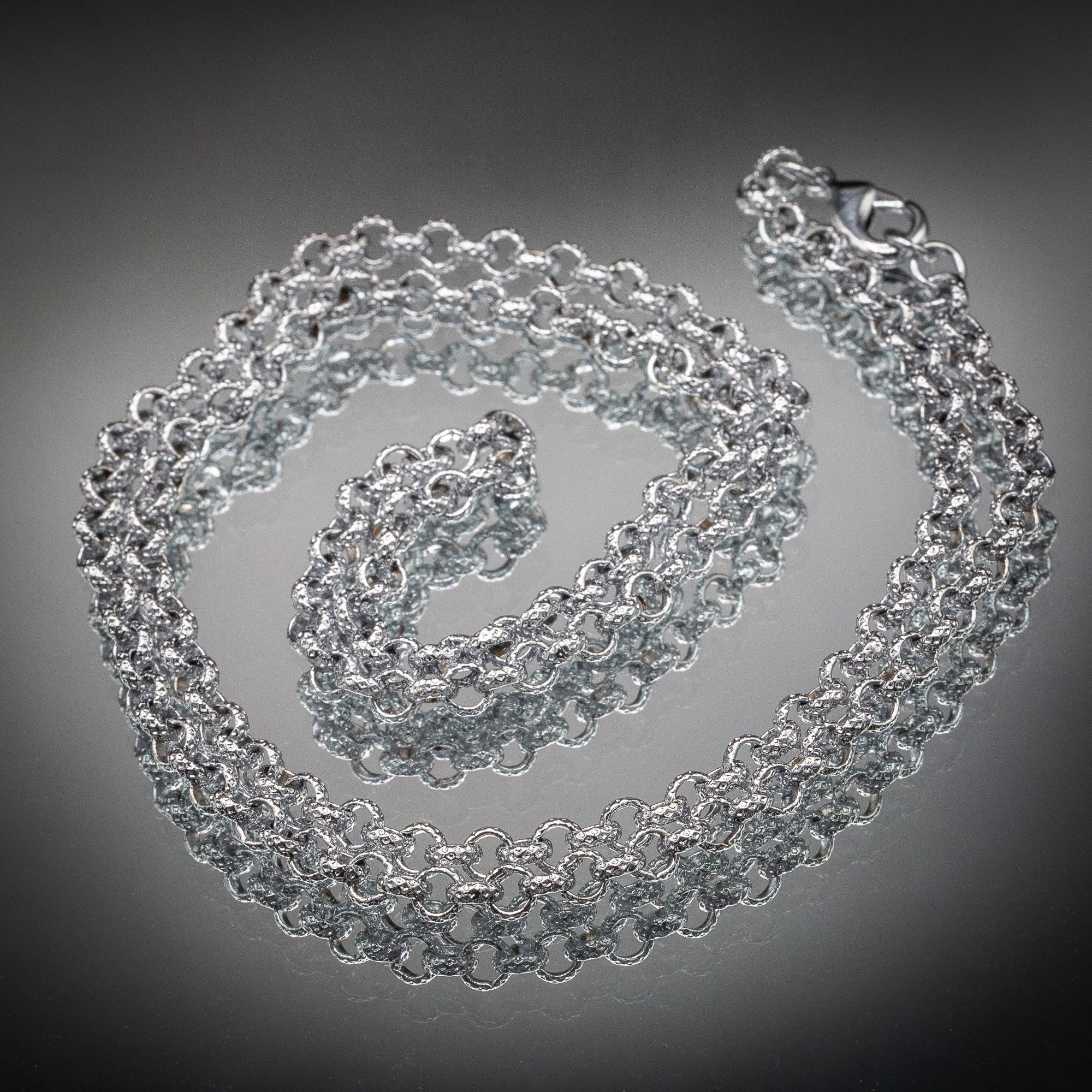 Silver Diamond-Cut Patterned Belcher Chain 4mm - Image 5