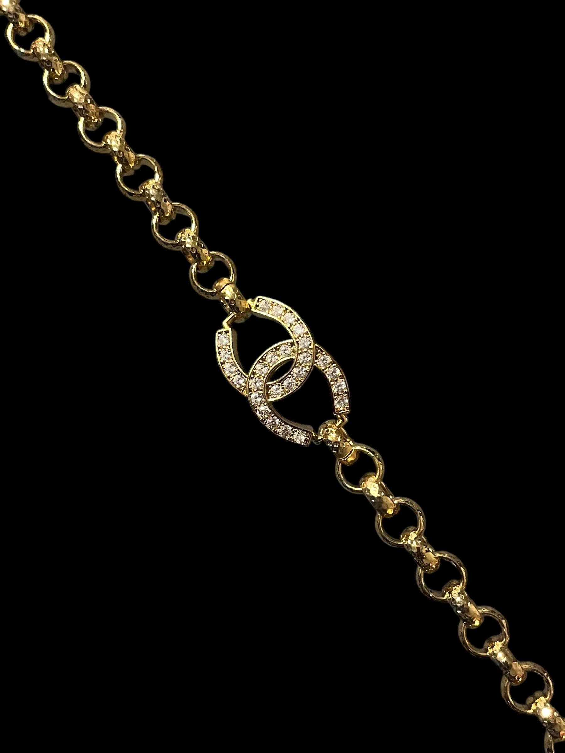 Gold Horseshoe Crystal Belcher Bracelet 6inches - Image 3