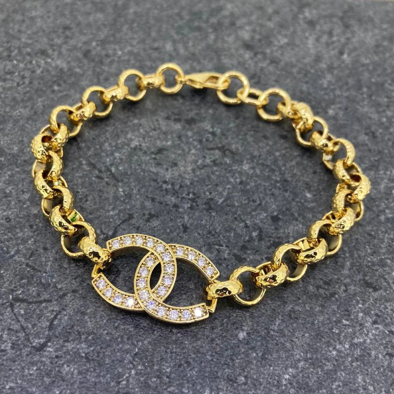 Gold Horseshoe Crystal Belcher Bracelet 6inches - Image 5