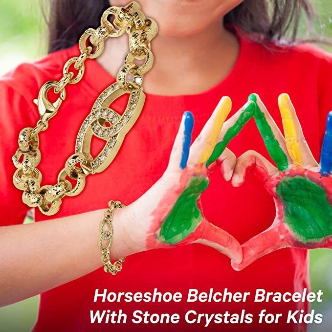 Gold Horseshoe Crystal Belcher Bracelet 6inches - Image 8