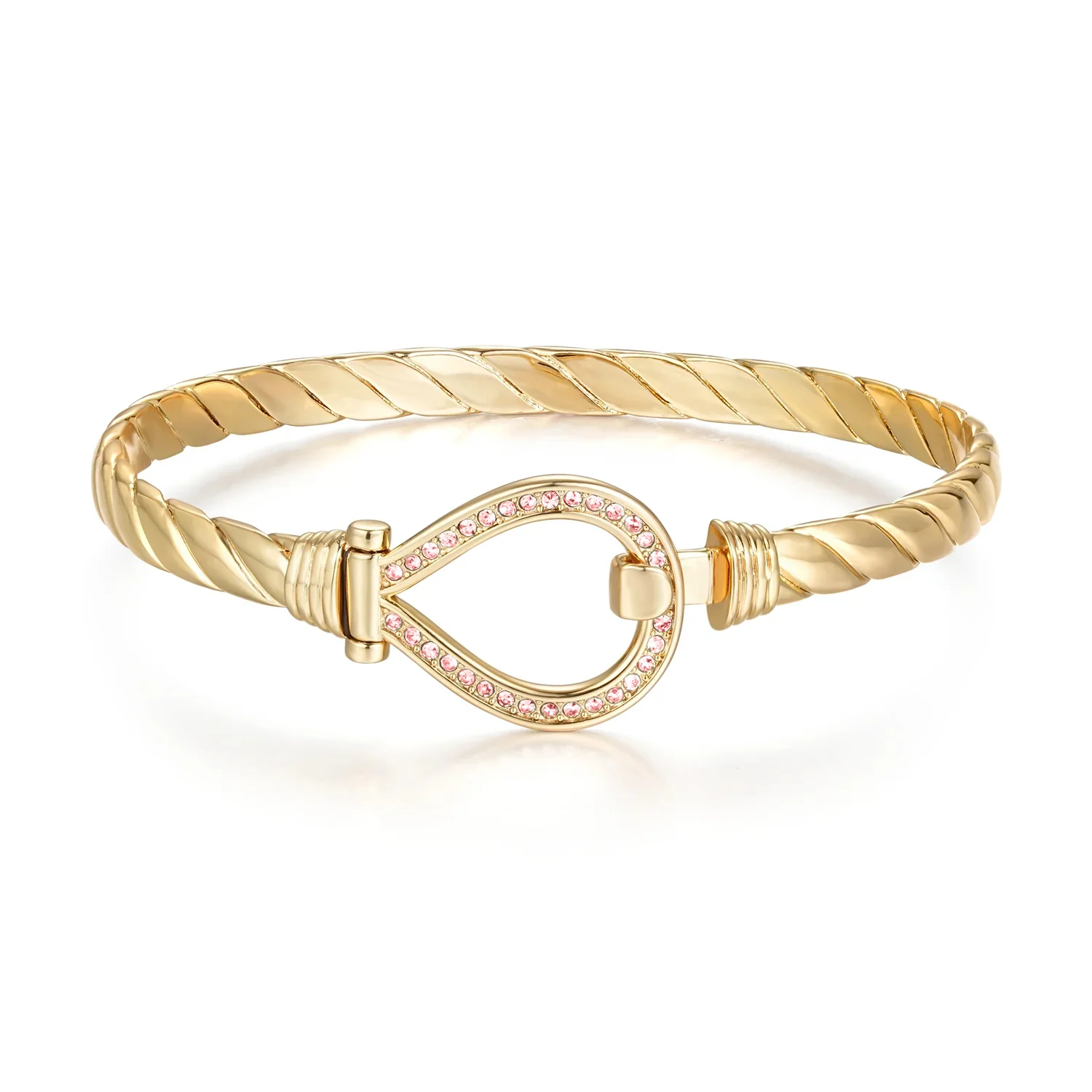 Gold Pink Crystal Bangle 6mm - Image 3