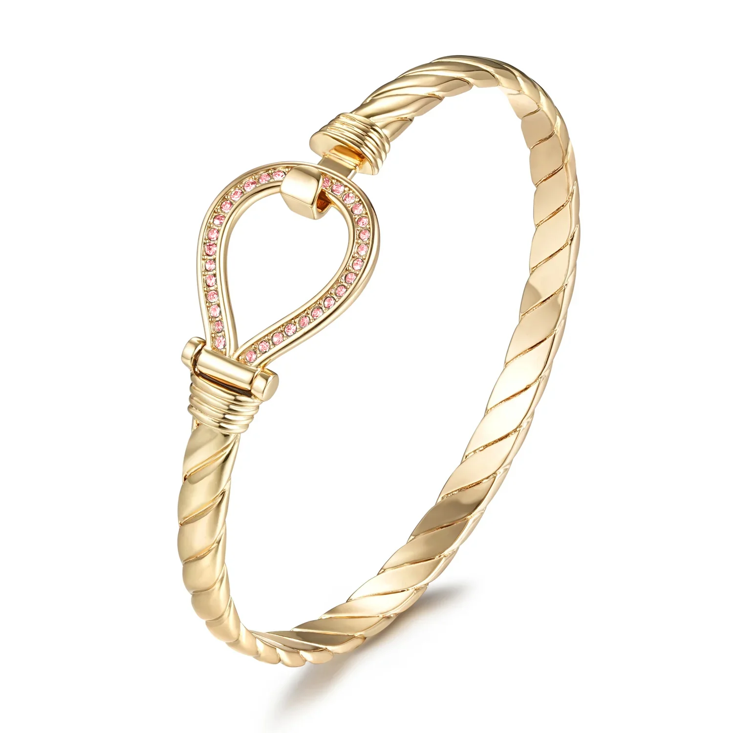 Gold Pink Crystal Bangle 6mm - Image 4
