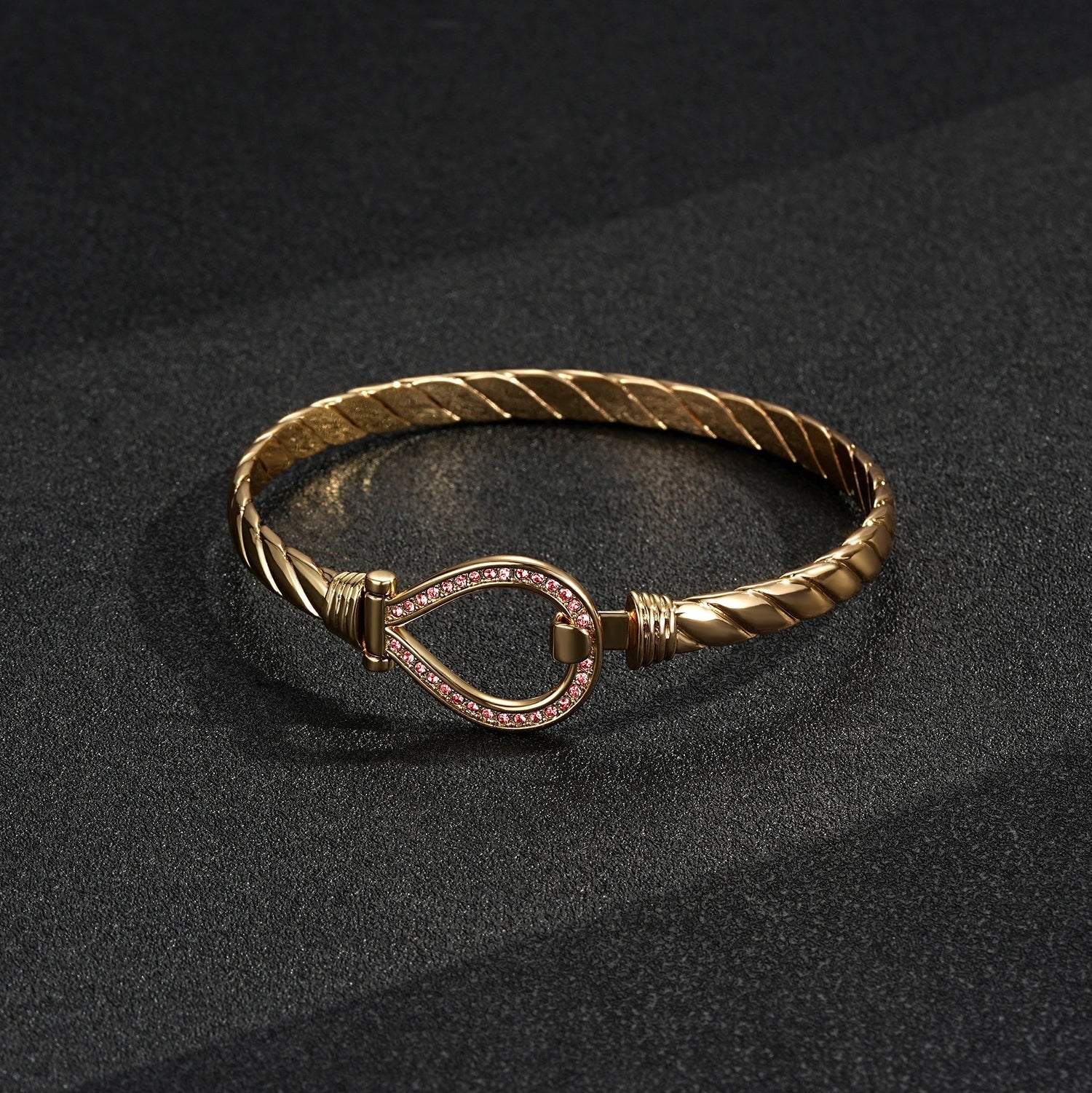 Gold Pink Crystal Bangle 6mm - Image 5