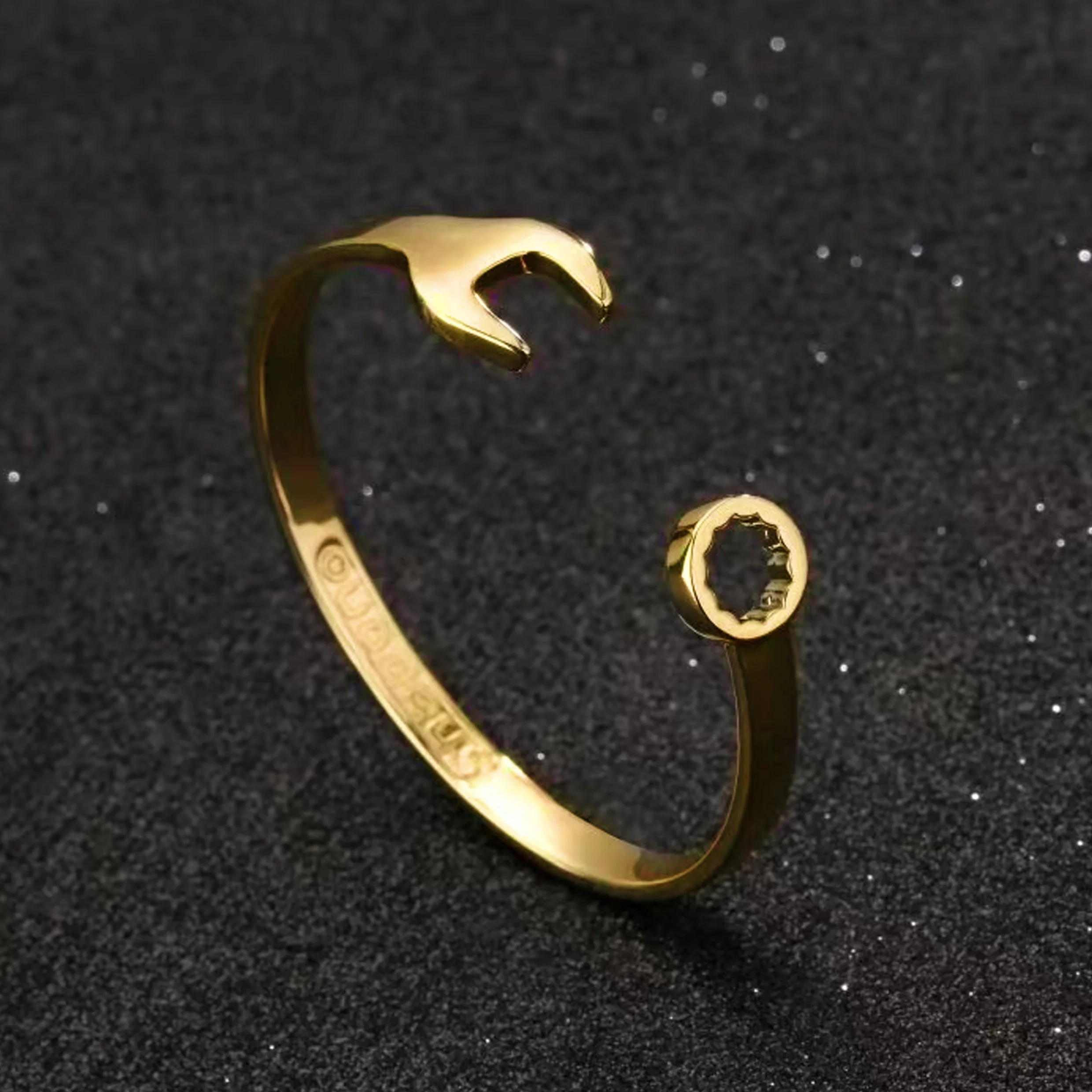 Gold Spanner Wrench Bangle Bracelet