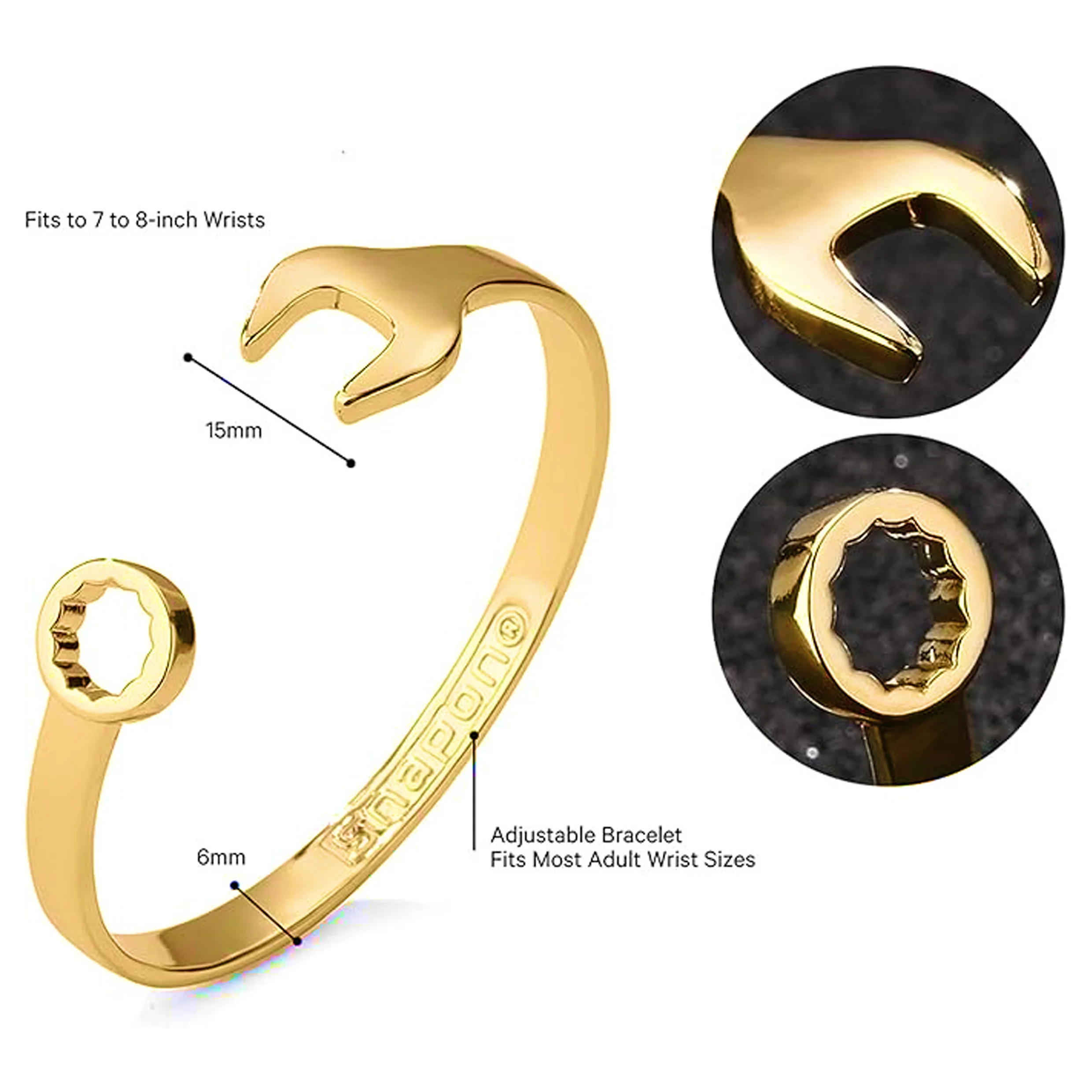 Gold Spanner Wrench Bangle Bracelet - Image 3
