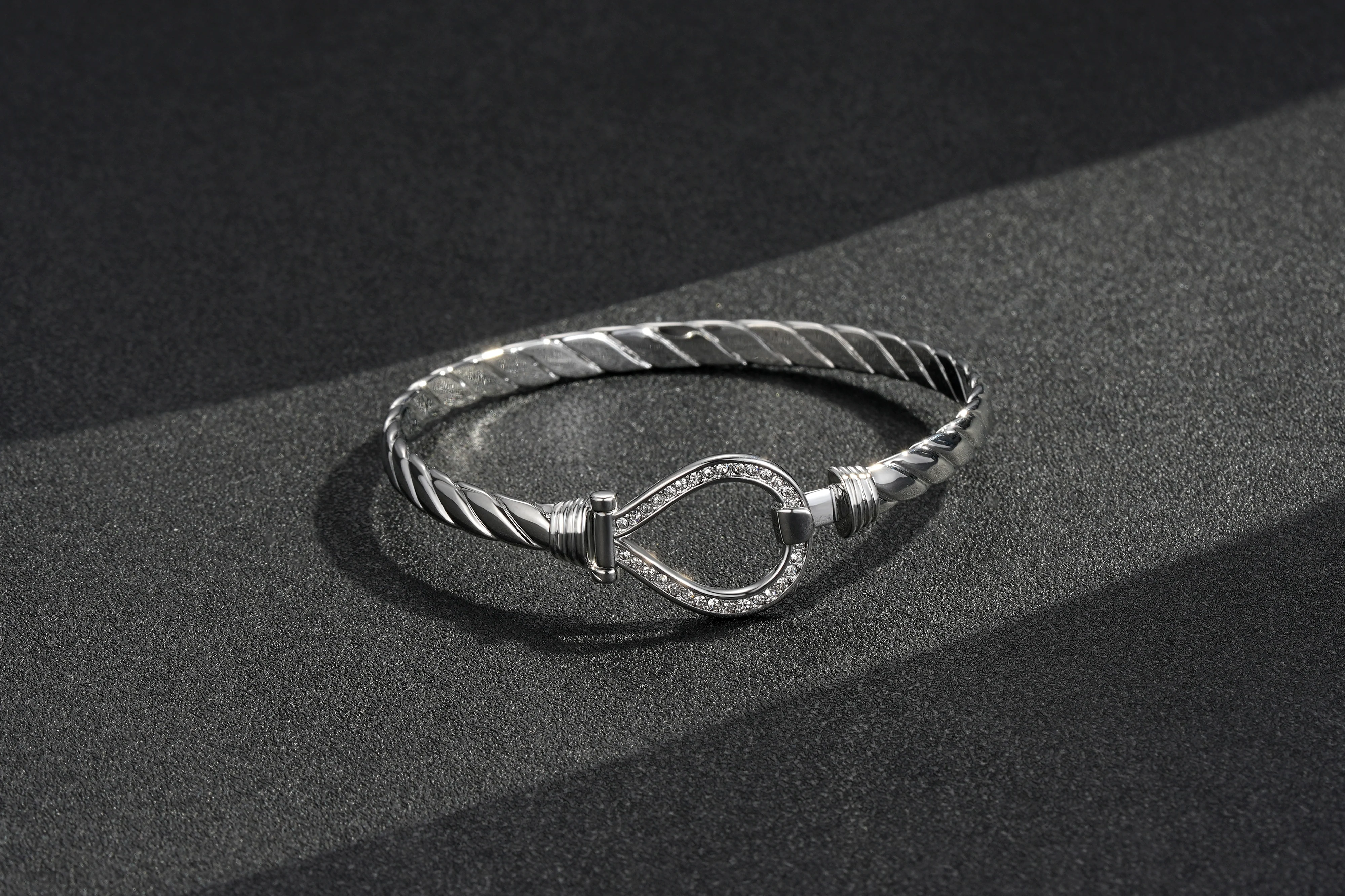 Silver Crystal Bangle 6mm