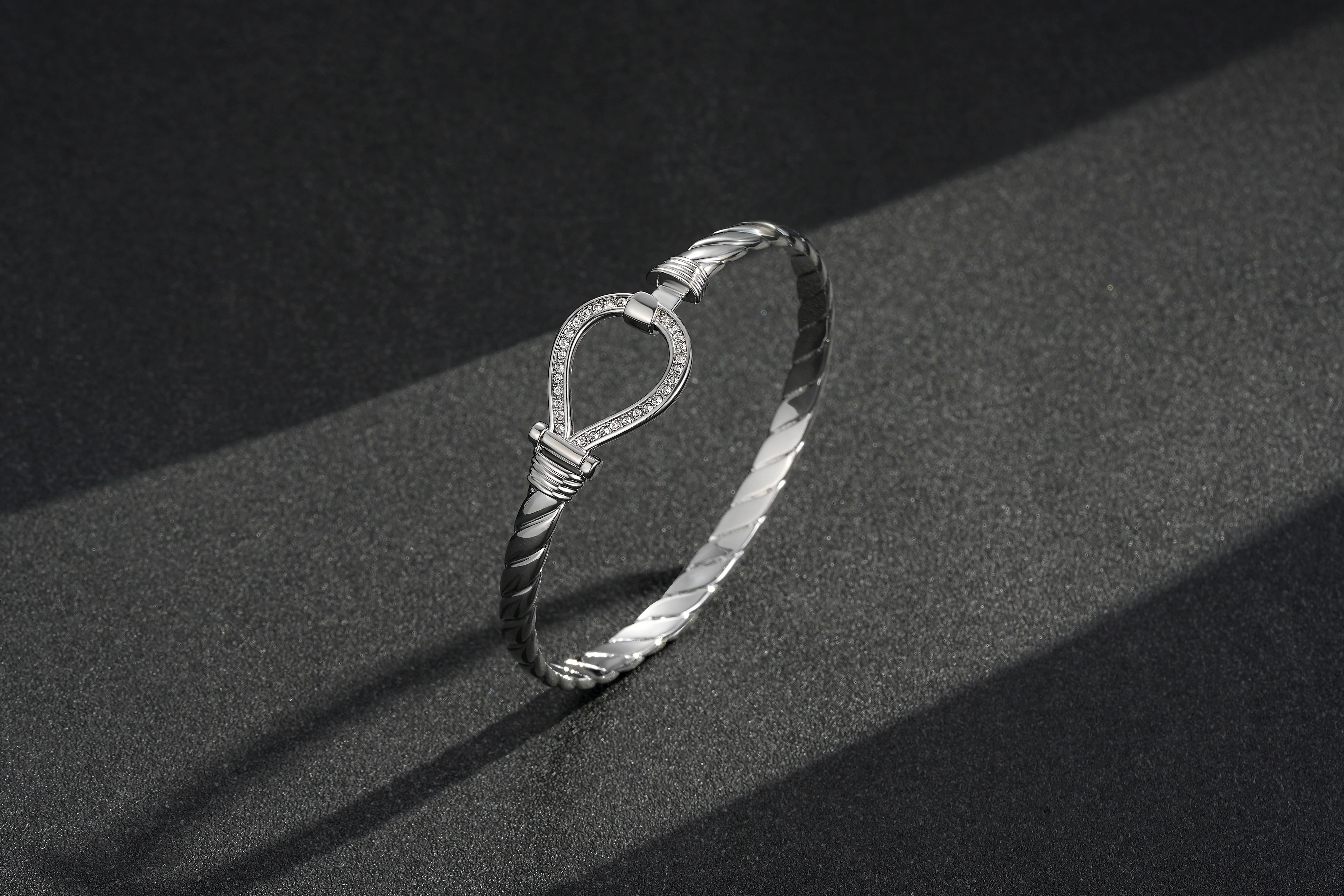 Silver Crystal Bangle 6mm - Image 3
