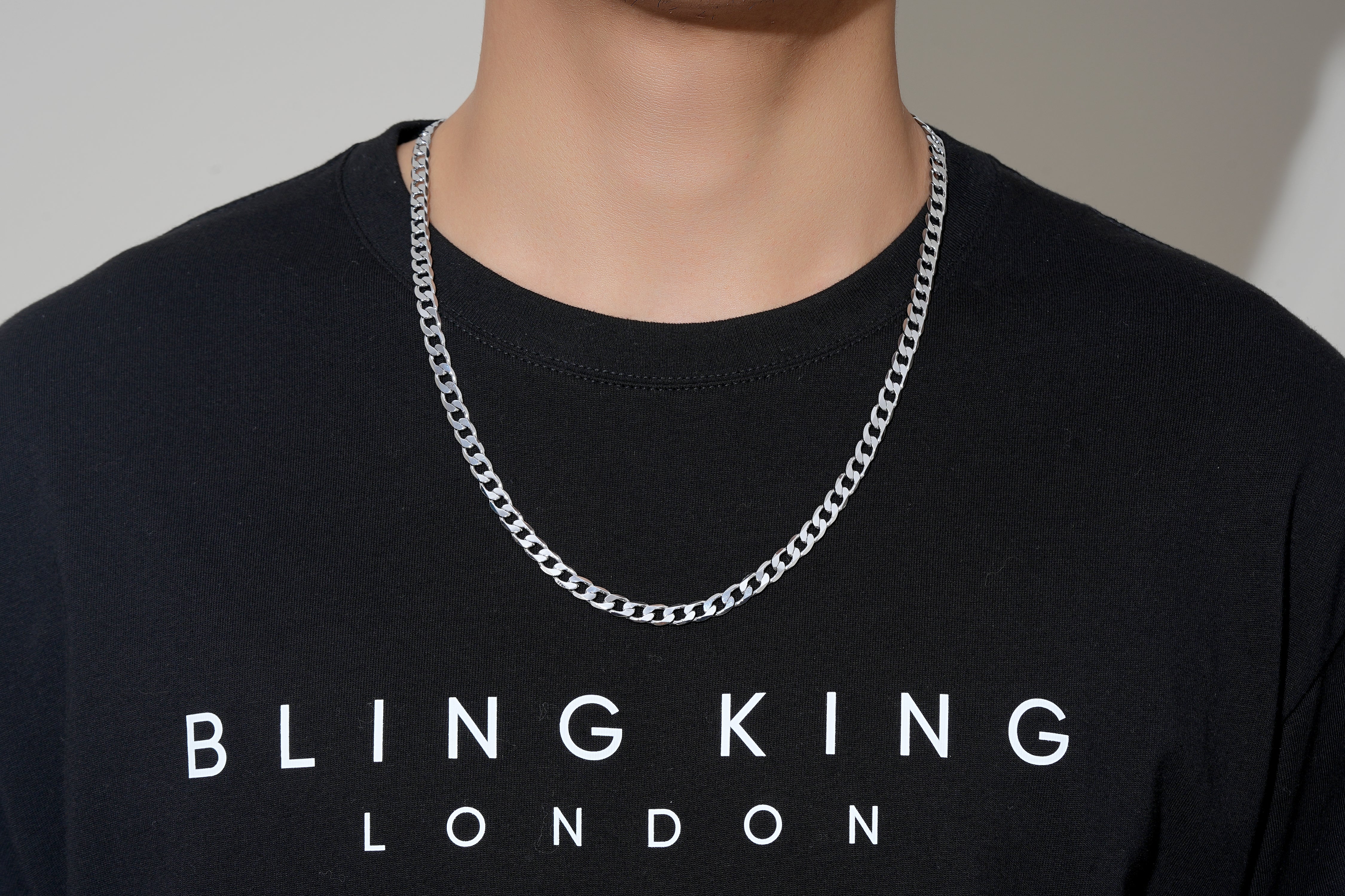 Silver Curb Chain Necklace 6mm - Image 4