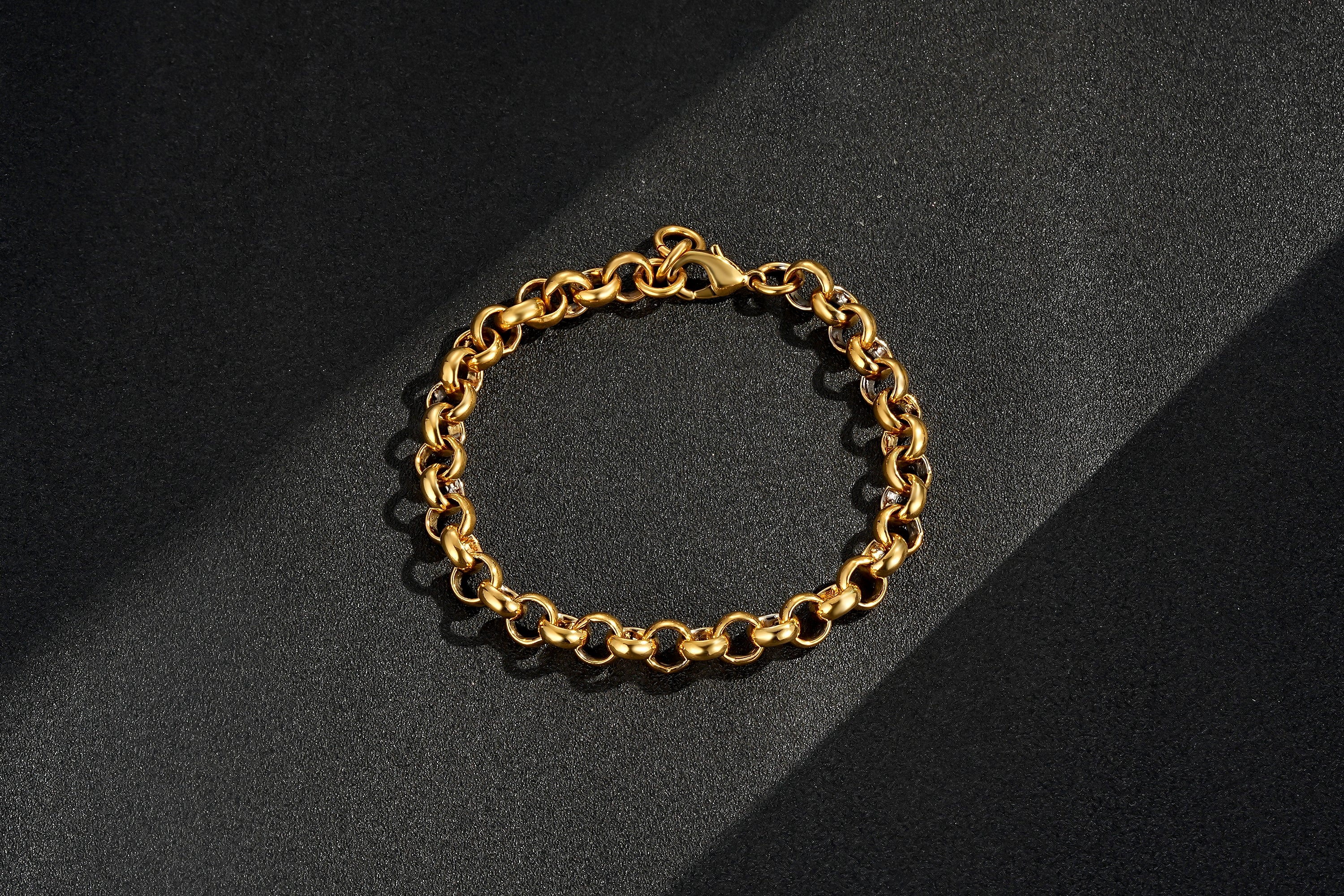 8mm Gold Belcher Bracelet Classic 8 Inches, Smooth Pattern