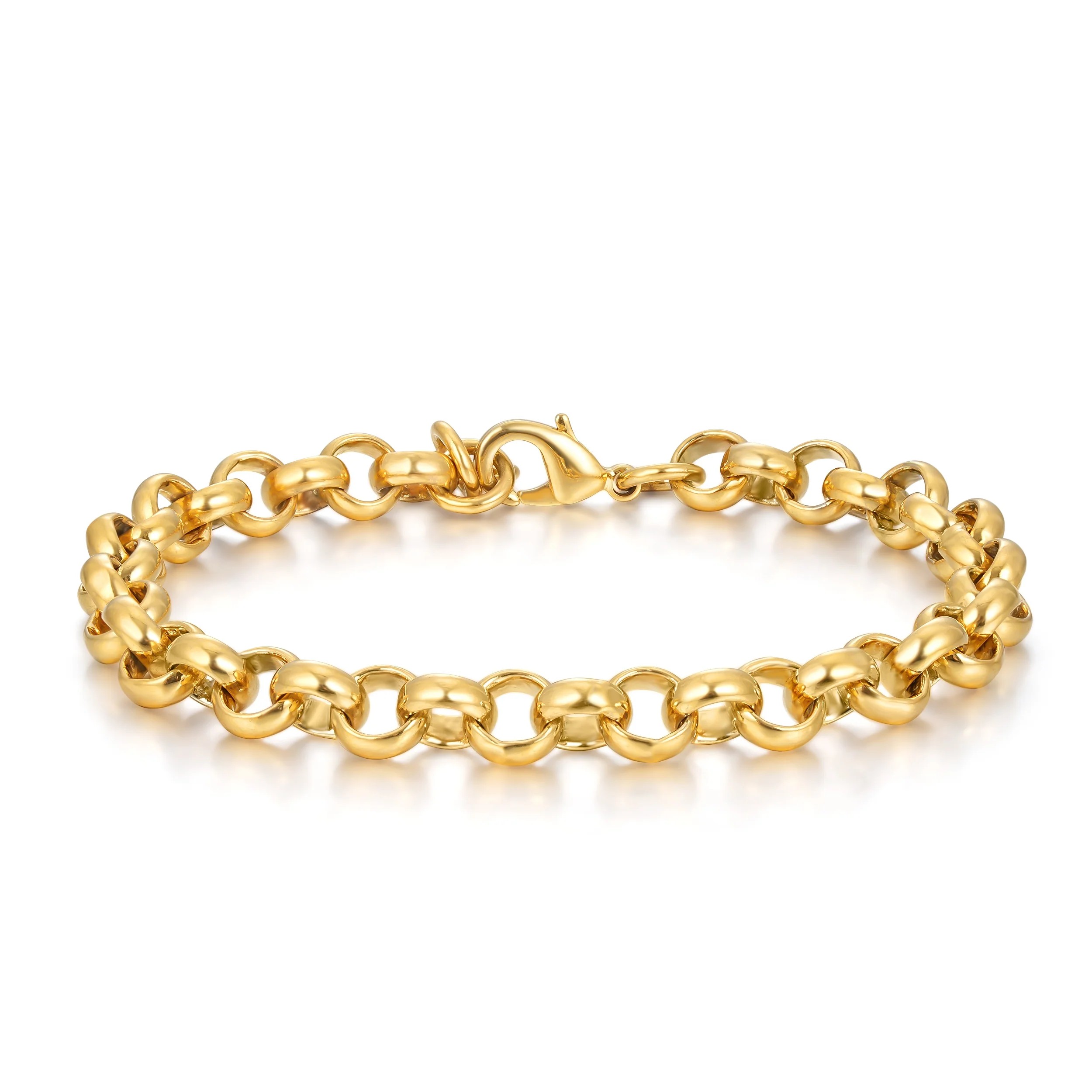 8mm Gold Belcher Bracelet Classic 8 Inches, Smooth Pattern - Image 3