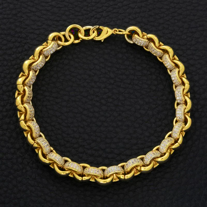 Gold CZ Belcher Bracelet 8mm