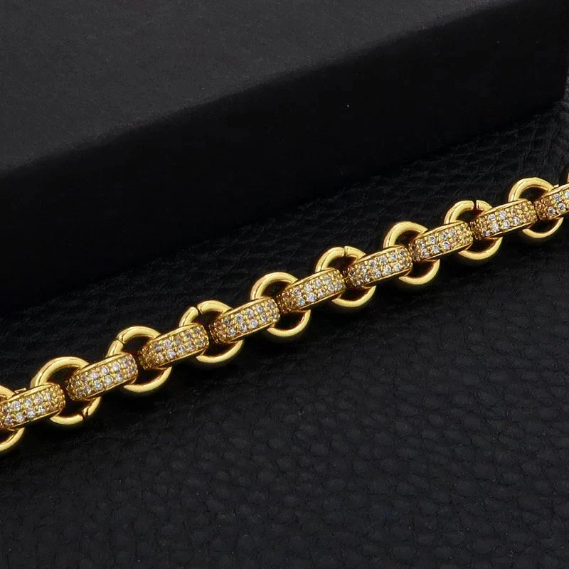 Gold CZ Belcher Bracelet 8mm - Image 2