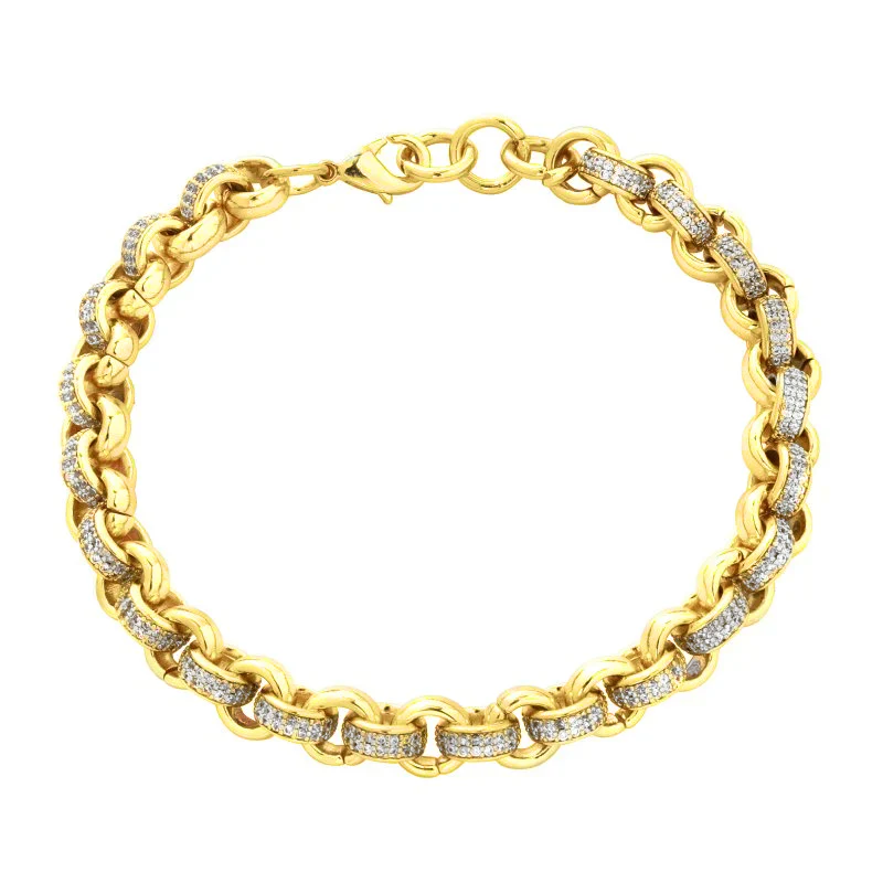 Gold CZ Belcher Bracelet 8mm - Image 4