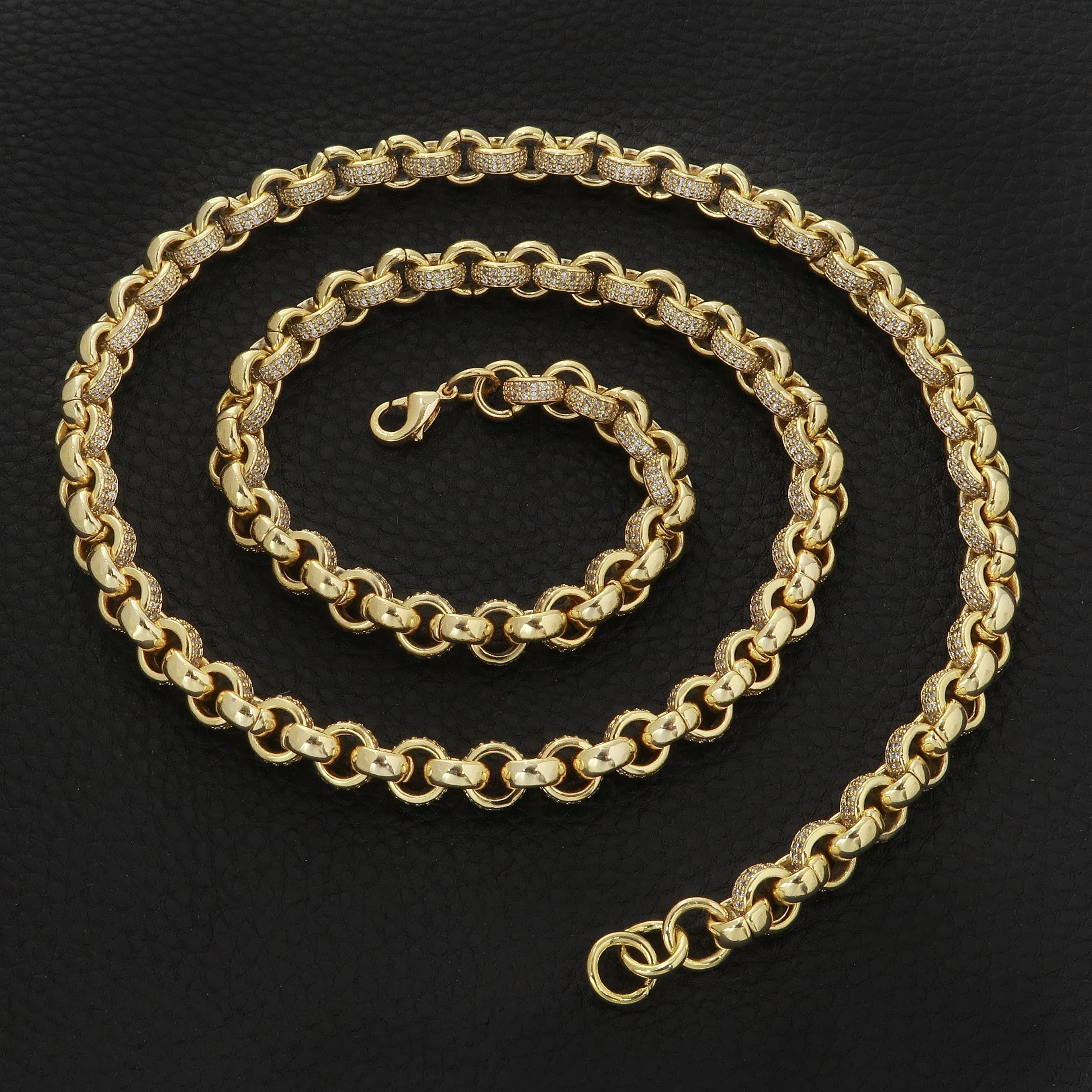 Gold CZ Belcher Chain 2450 Stones 8mm