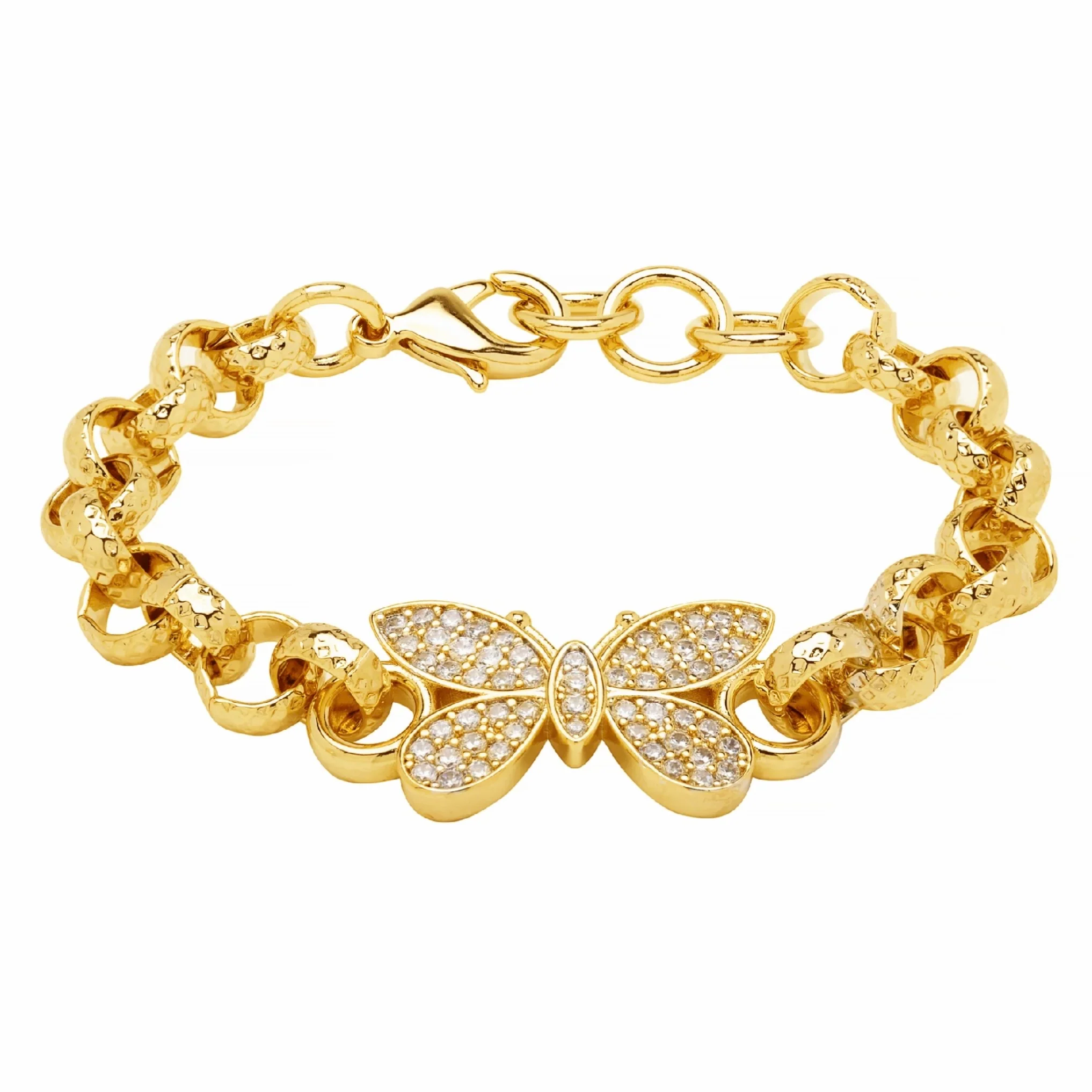 Gold Butterfly Crystal Belcher Bracelet - Image 2