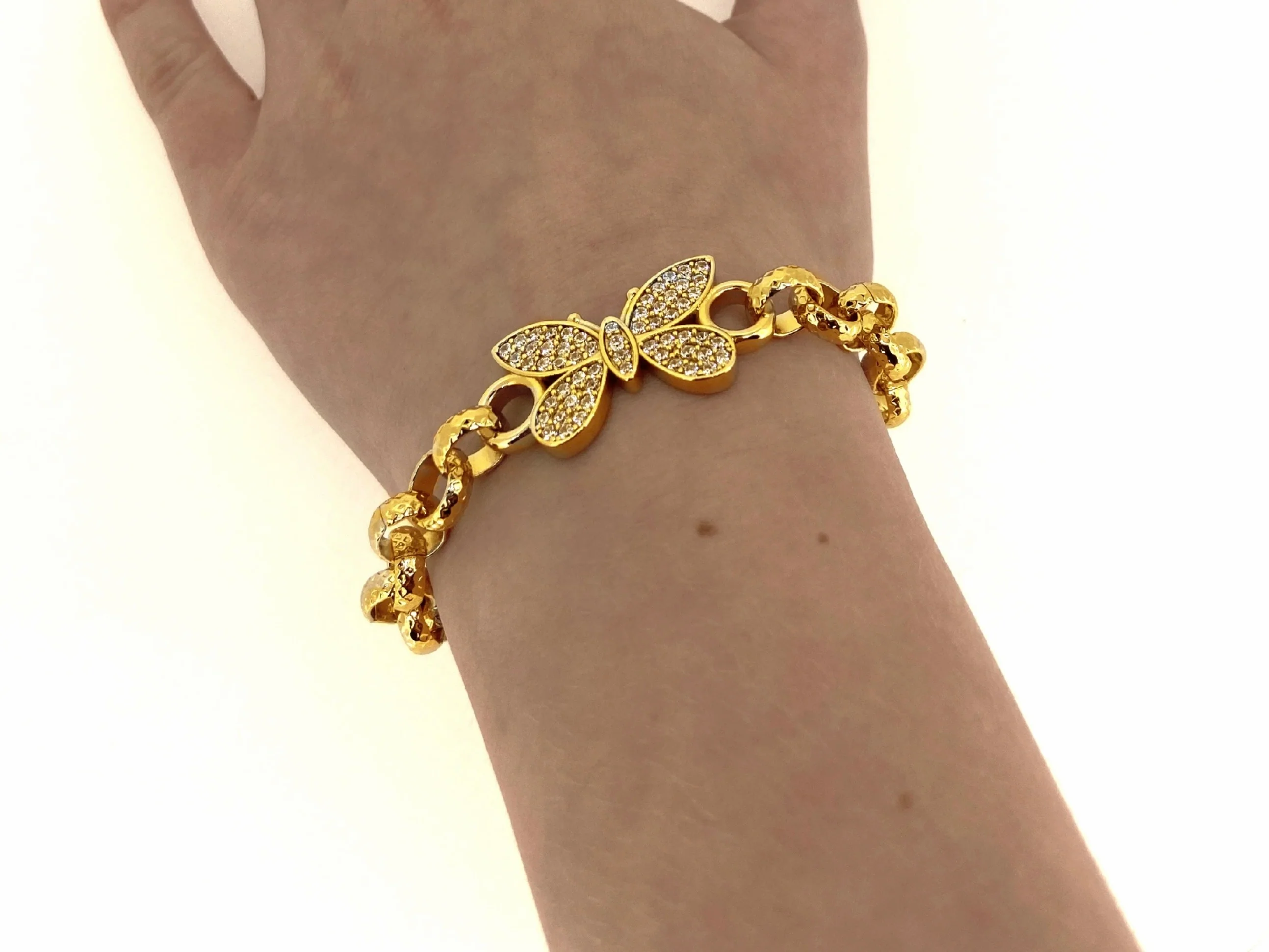Gold Butterfly Crystal Belcher Bracelet - Image 4