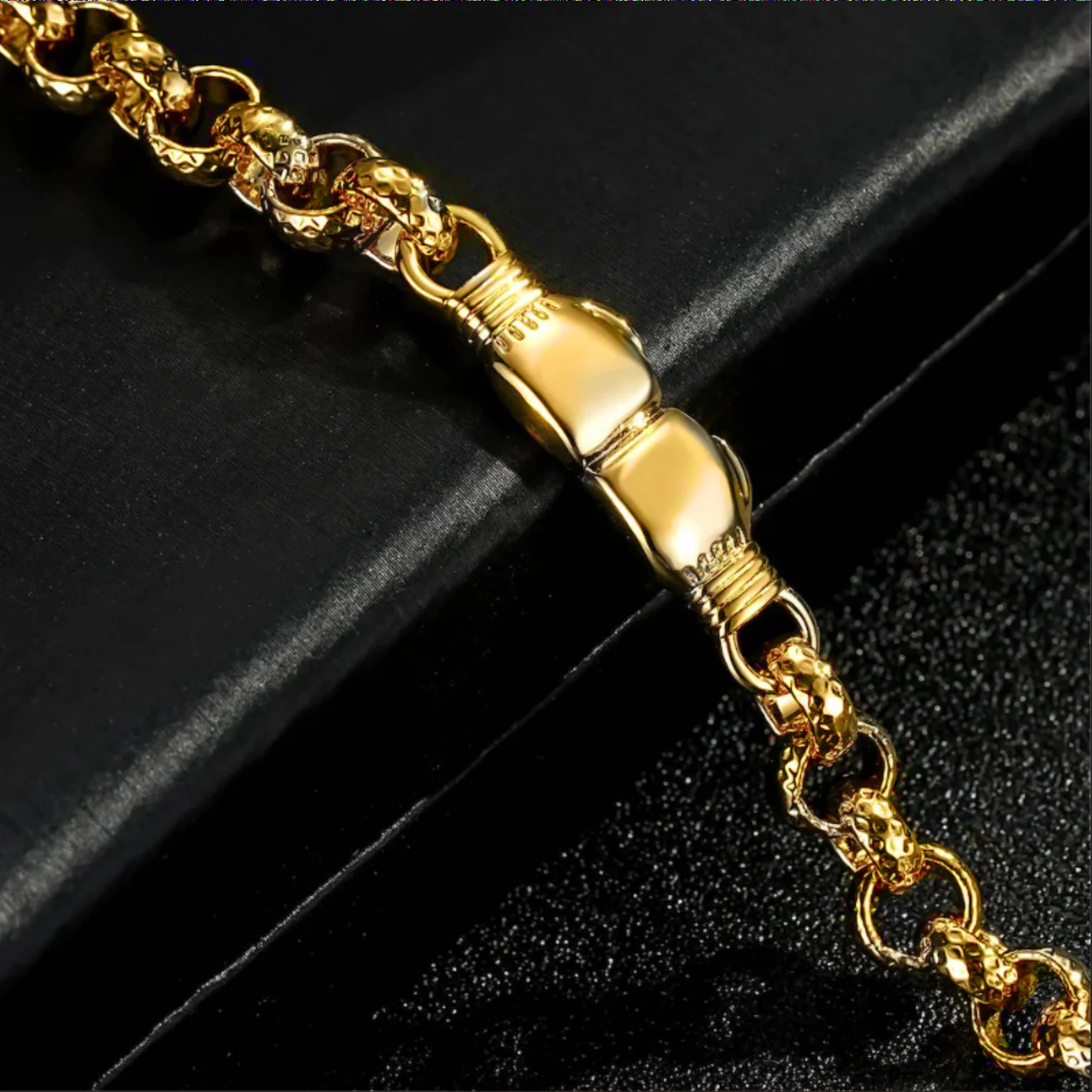 New 8mm Gold Double Boxing Glove Belcher Bracelet - 8 Inches - Image 2