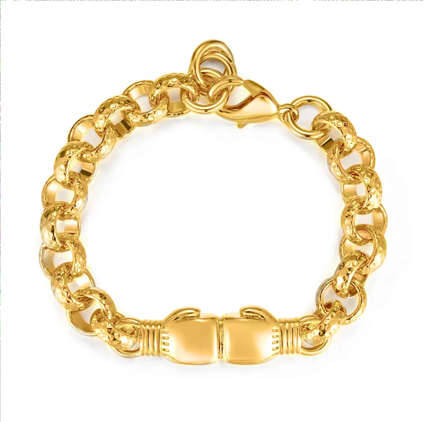 New 8mm Gold Double Boxing Glove Belcher Bracelet - 8 Inches - Image 3