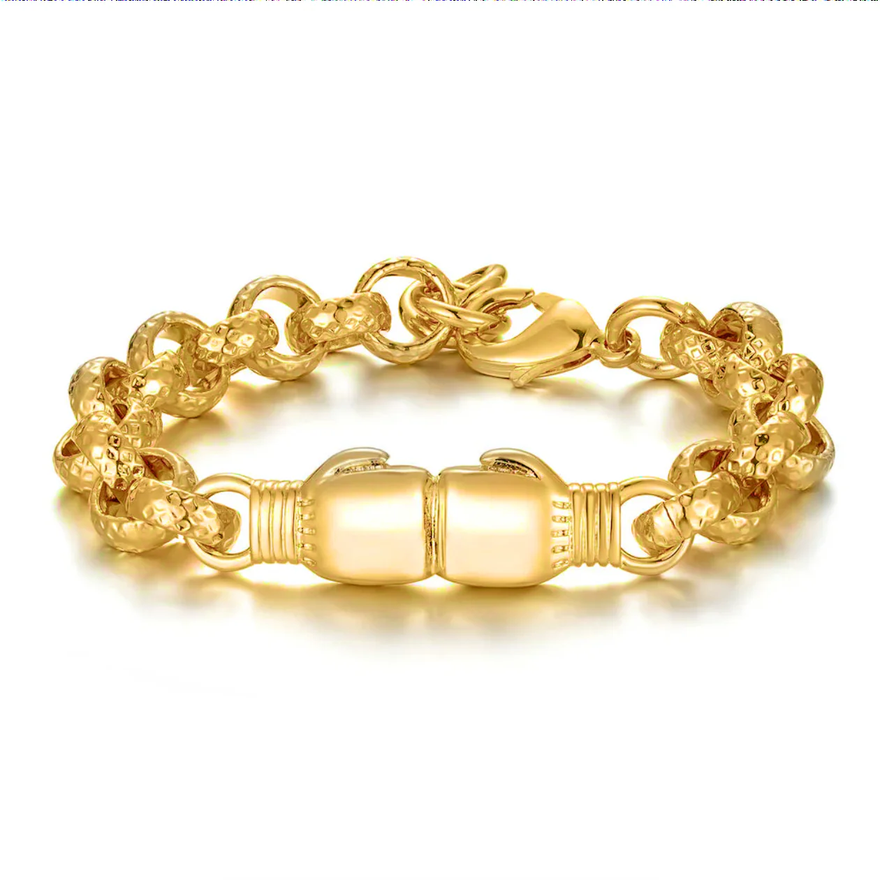 New 8mm Gold Double Boxing Glove Belcher Bracelet - 8 Inches - Image 4
