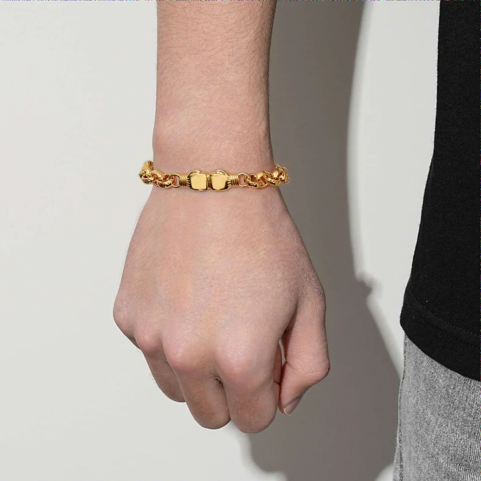 New 8mm Gold Double Boxing Glove Belcher Bracelet - 8 Inches - Image 5