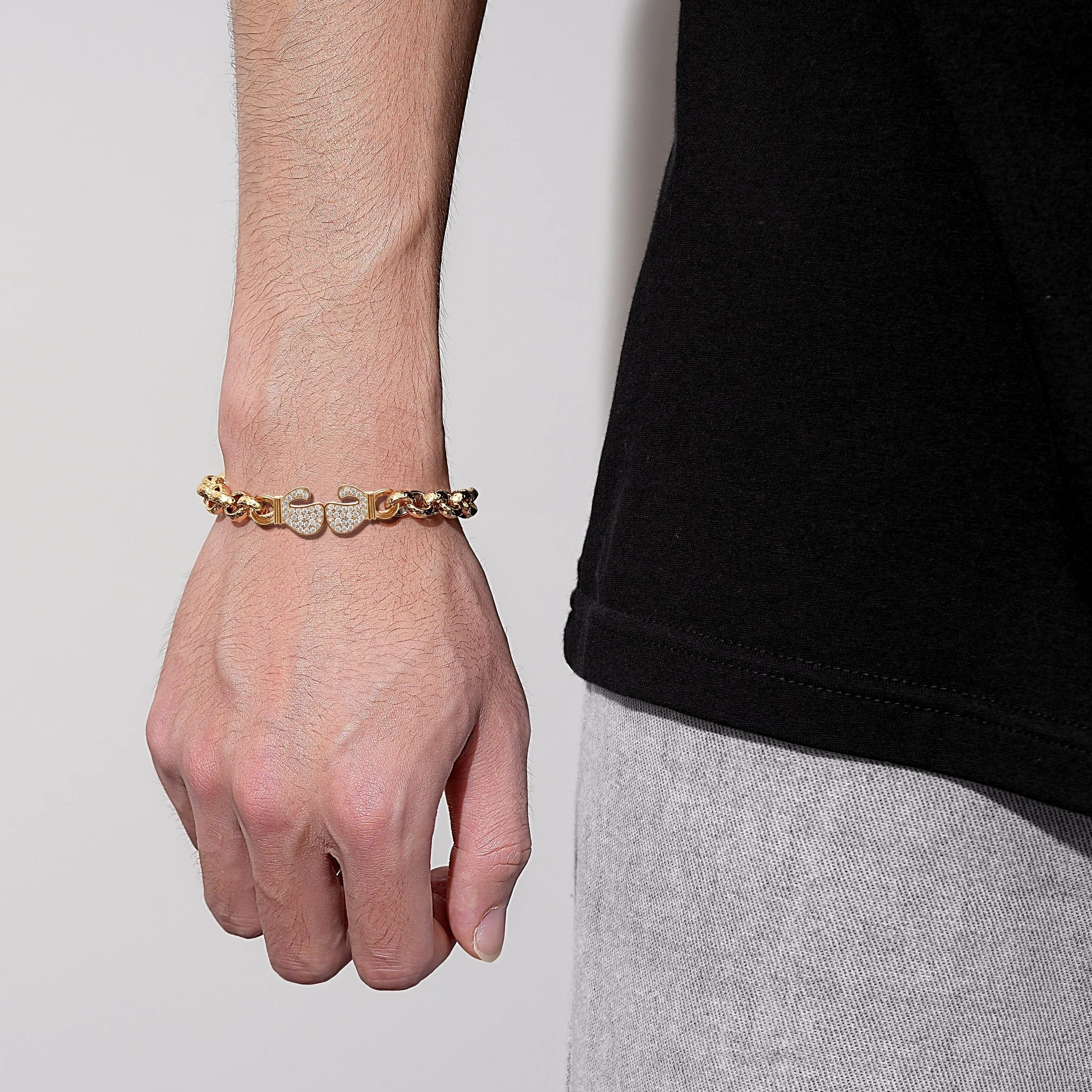 New 8mm Gold Boxing Gloves Belcher Bracelet 8.5 Inch - Image 3