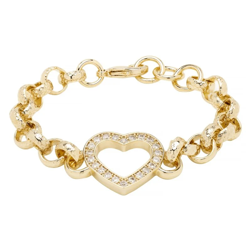 Gold Open Heart Belcher Bracelet 8mm