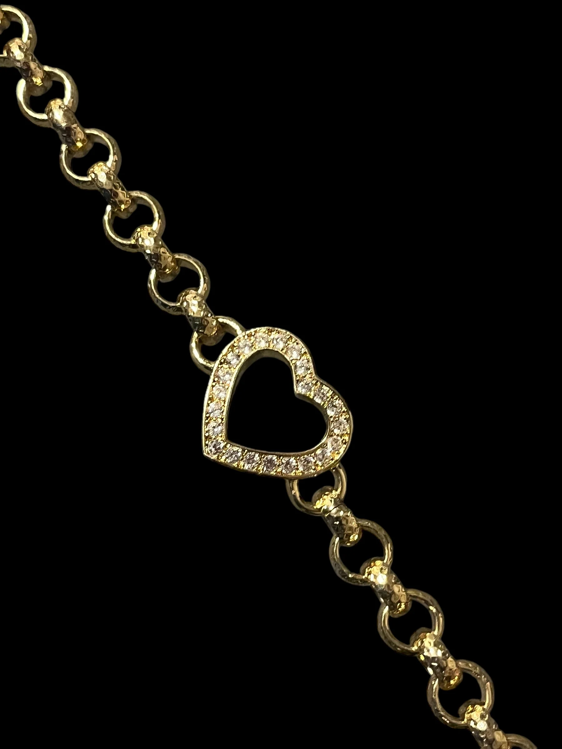 Gold Open Heart Belcher Bracelet 8mm - Image 3