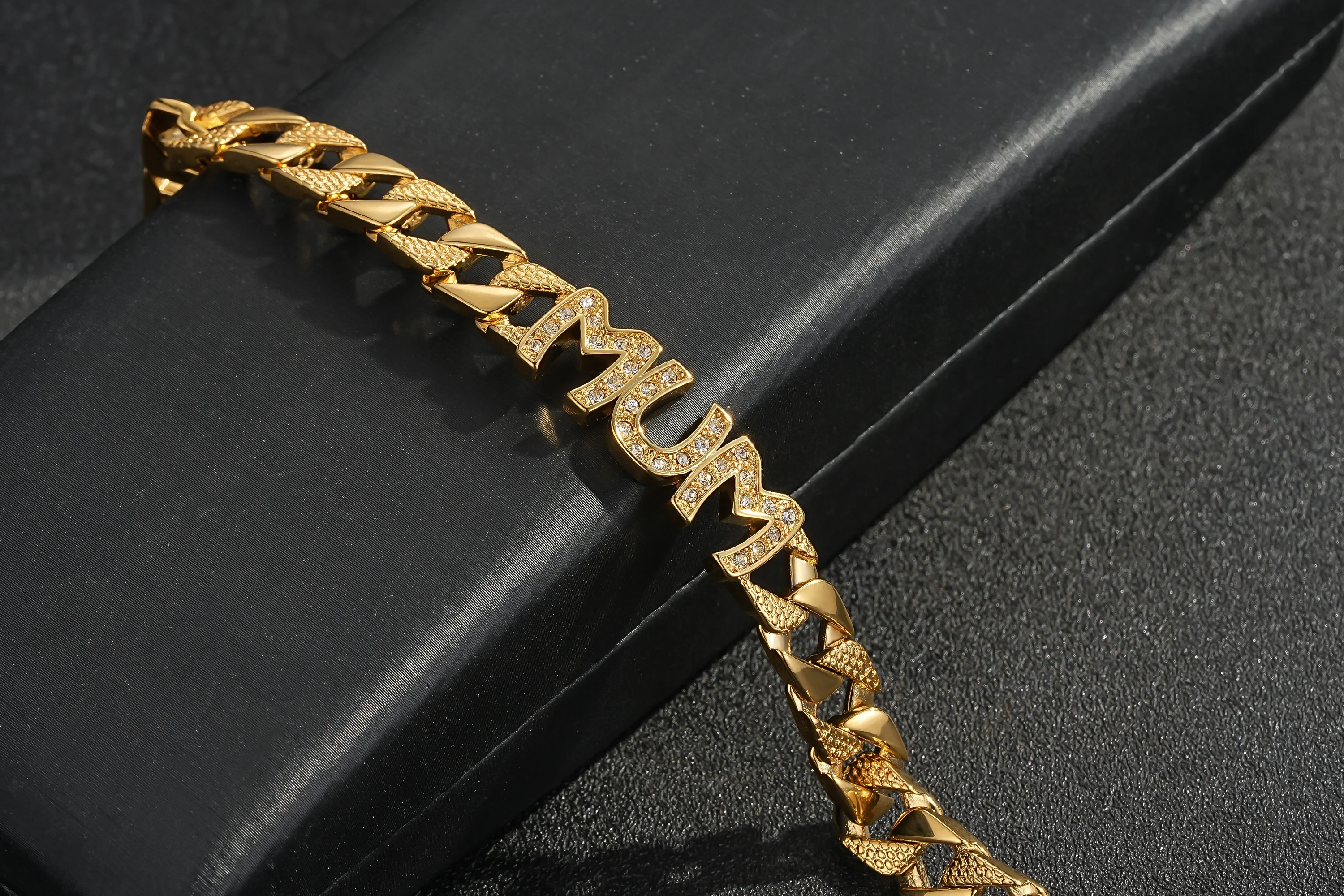 8mm Mum Cuban Bracelet Full Link Clear Stones 8inch Gift Jewellery for Her - Image 2
