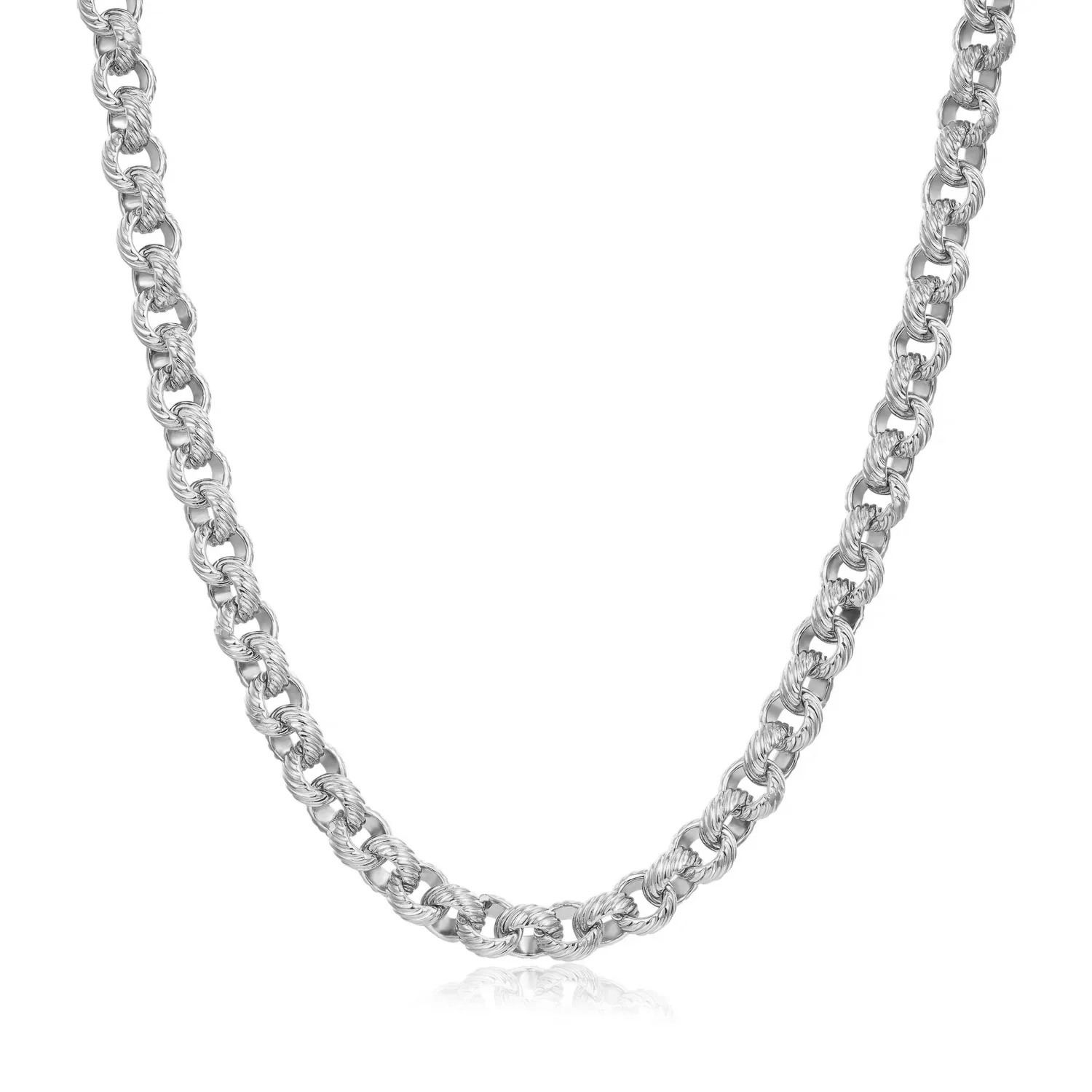 Silver Diamond-Cut Patterned Belcher Chain 8mm - Image 4