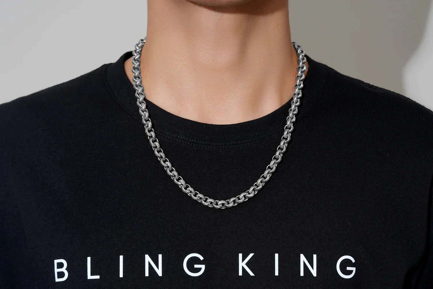 Silver Diamond-Cut Patterned Belcher Chain 8mm - Image 5