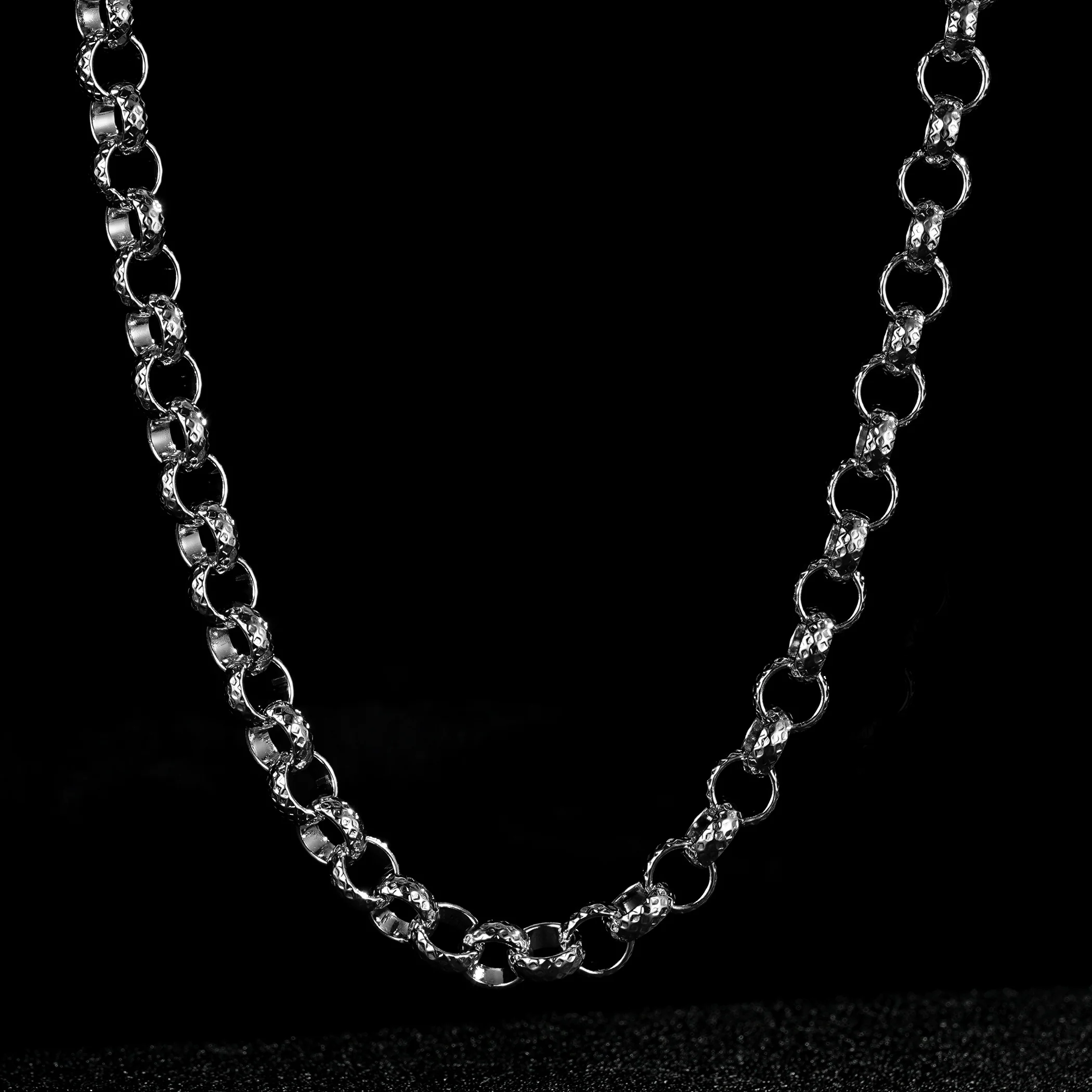 Silver Patterned Belcher Chain 8mm