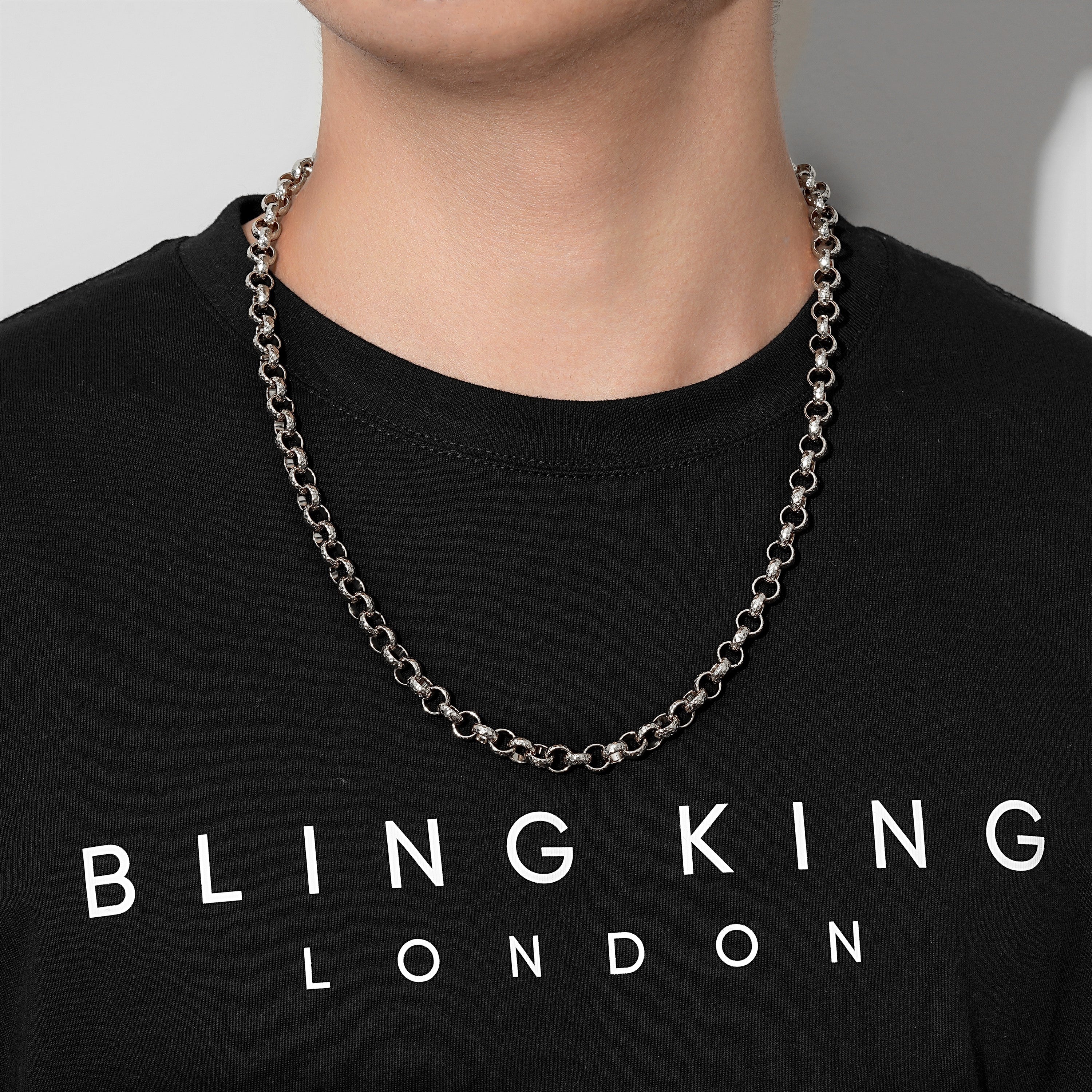 Silver Patterned Belcher Chain 8mm - Image 2