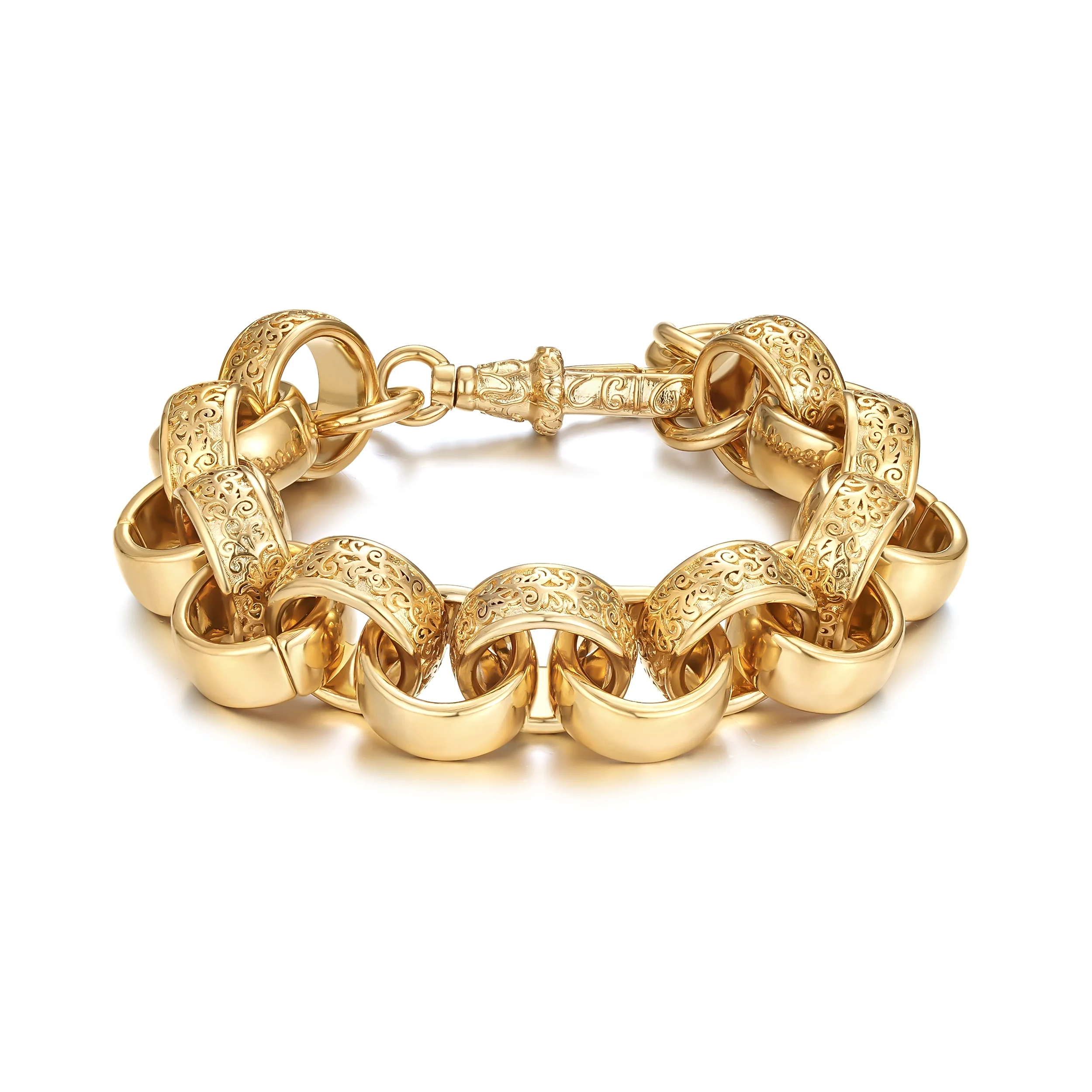 Gold Ornate Belcher Bracelet 20mm - Image 3