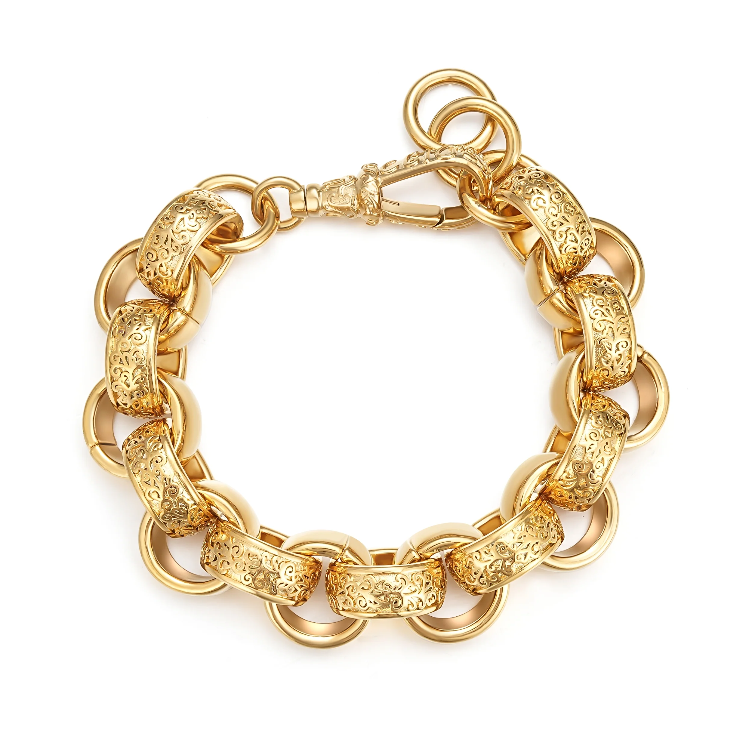 Gold Ornate Belcher Bracelet 20mm - Image 4