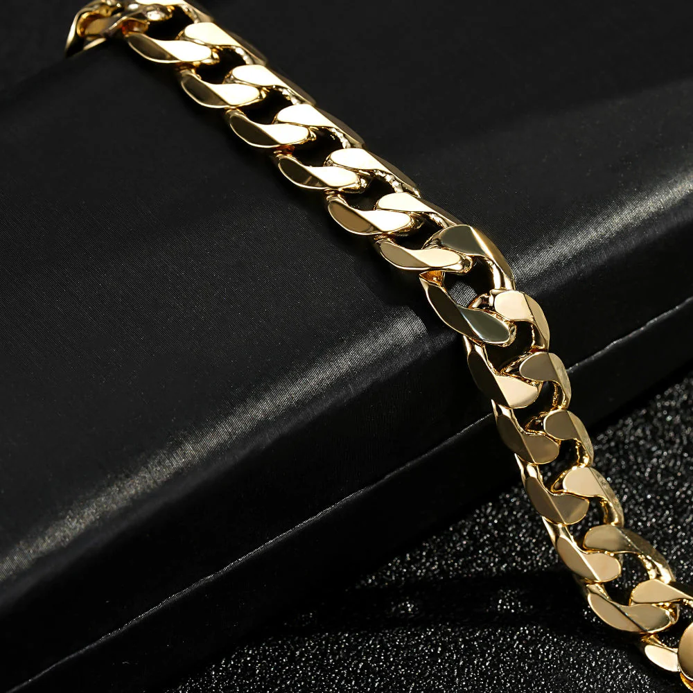 Gold Curb Bracelet 9mm - Image 6