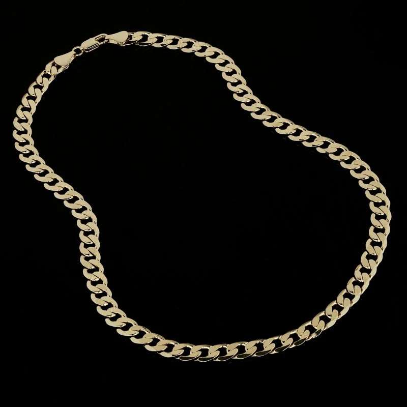 Gold Curb Chain Necklace 9mm 20inches