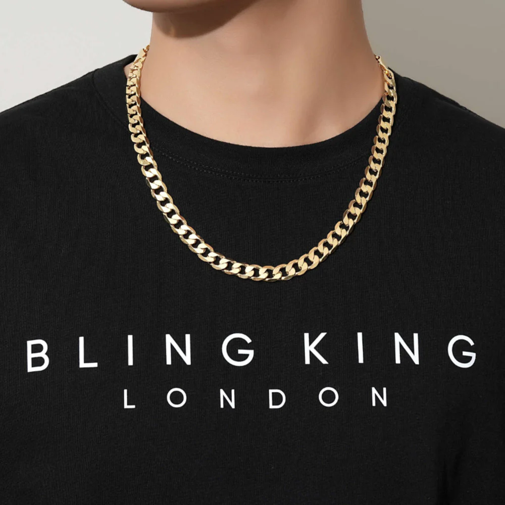 Gold Curb Chain Necklace 9mm 20inches - Image 6