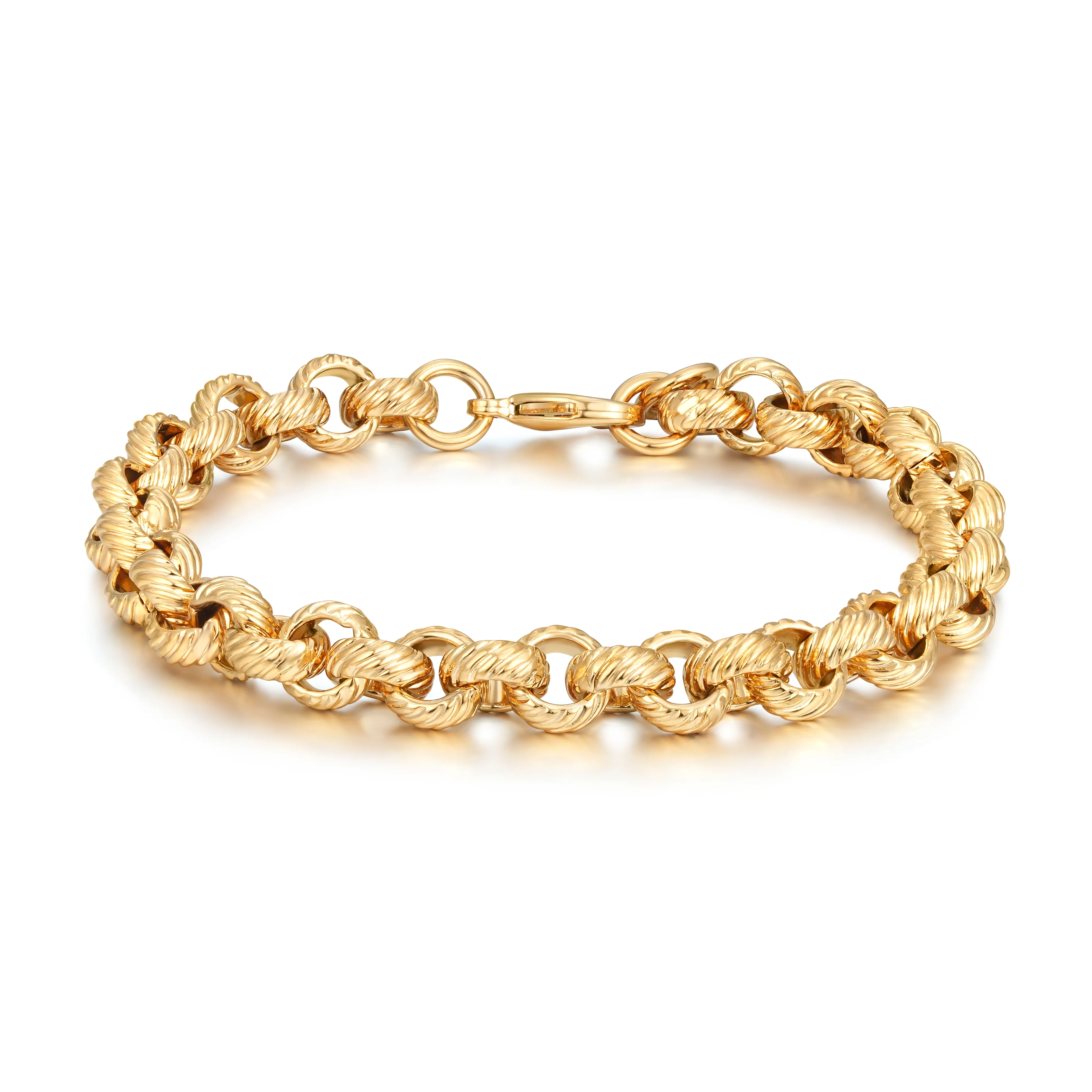 Gold Lined Patterned Belcher Bracelet 9mm - Image 2