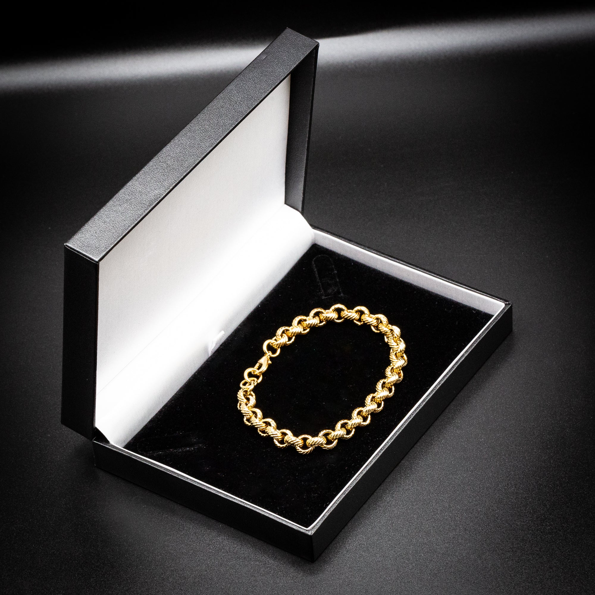 Gold Lined Patterned Belcher Bracelet 9mm - Image 6