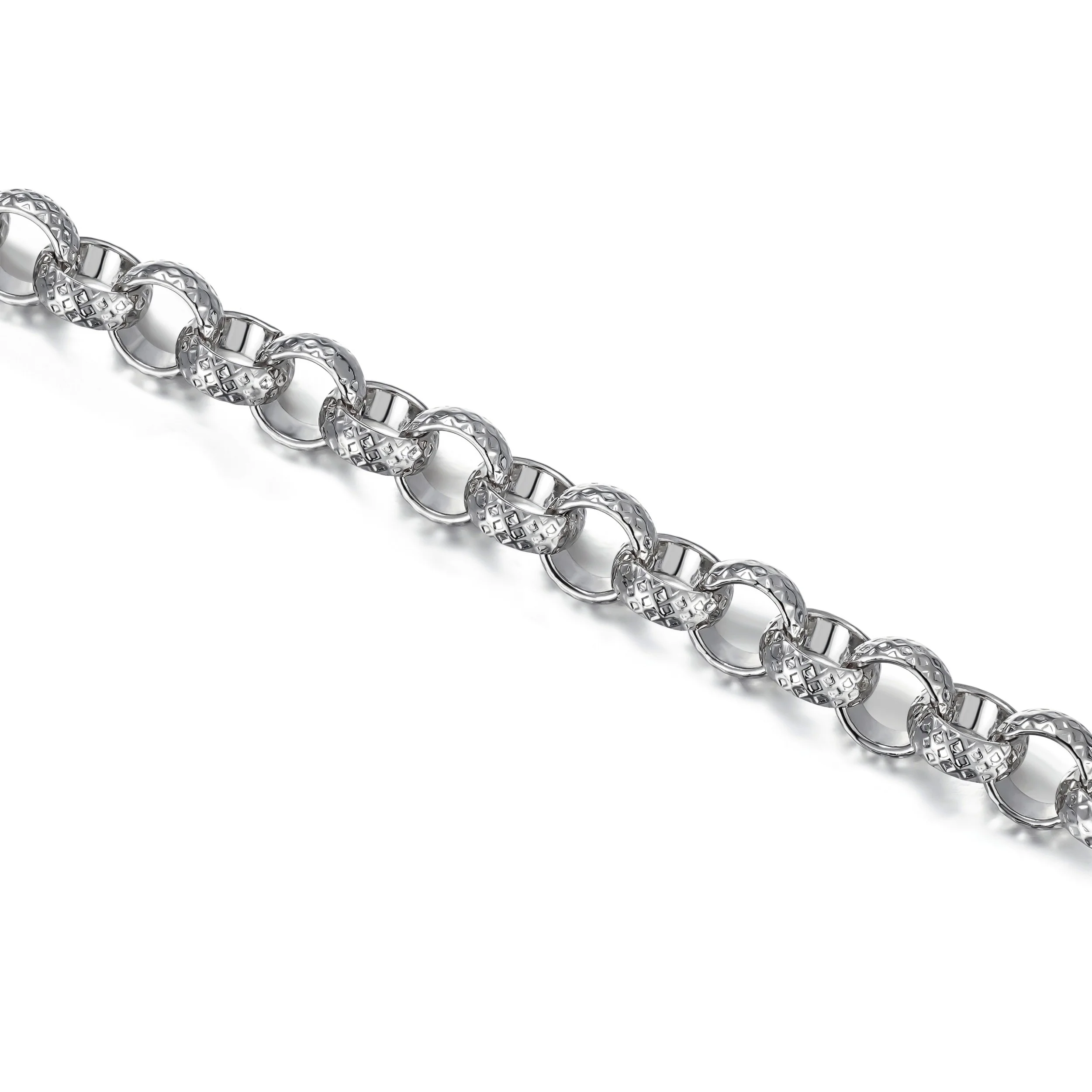 Silver Diamond-Cut Patterned Belcher Bracelet 9mm - Image 3