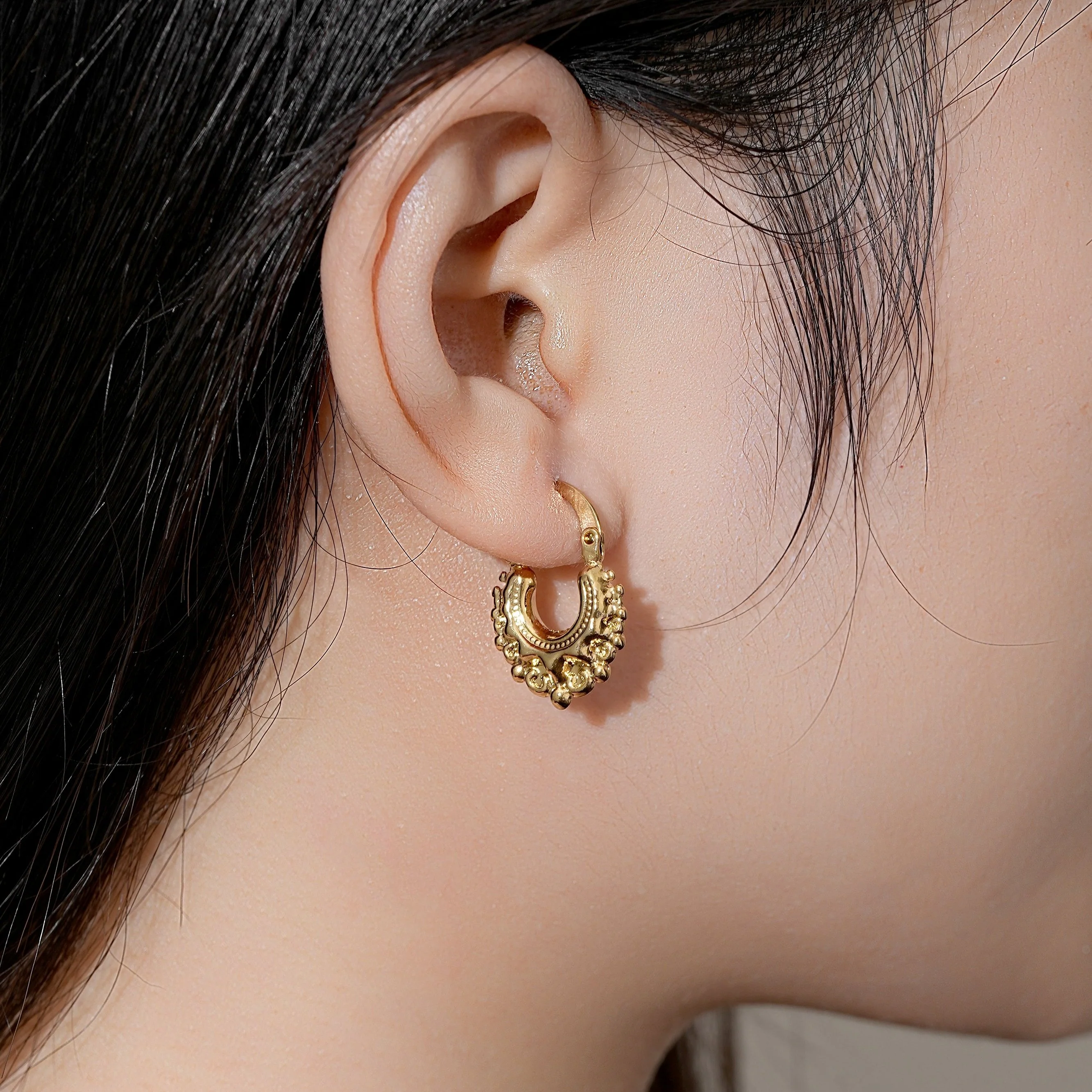 Gold Baby Gypsy Creole Earrings - Image 5