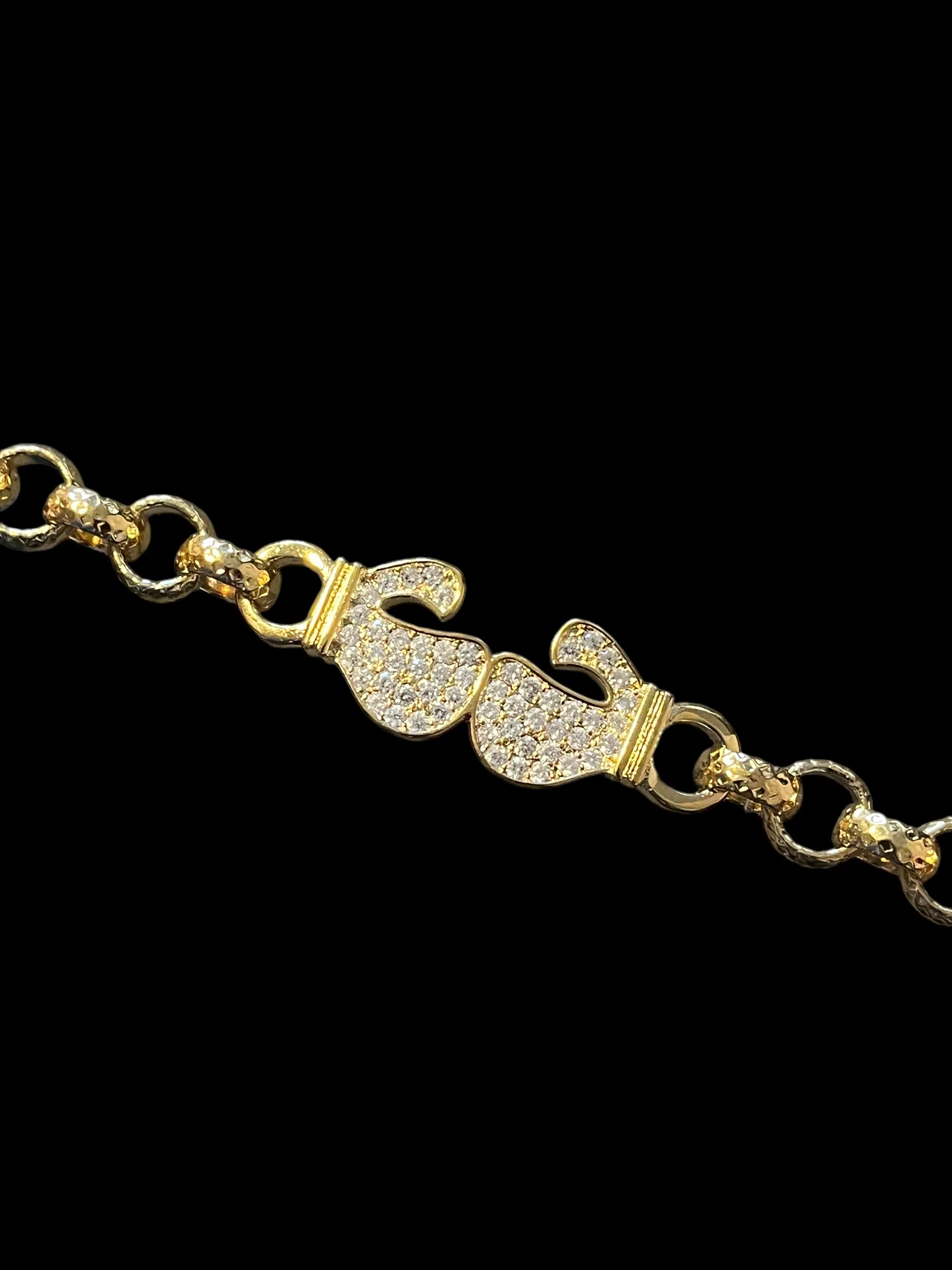 6 inch Boxing Glove Belcher Bracelet With Crystals - Image 5