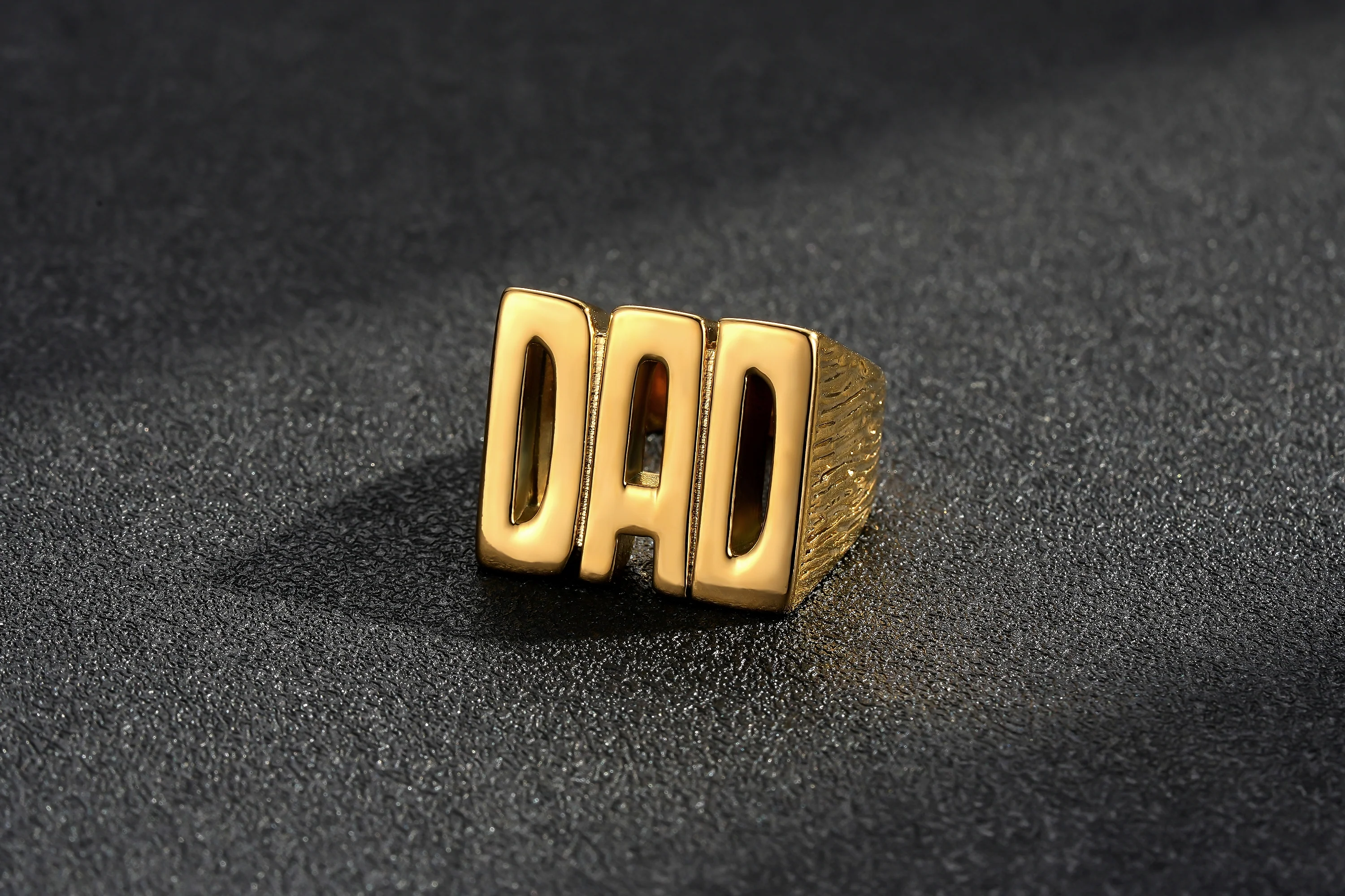 Gold Best Dad Ever Ring Barked - Image 2