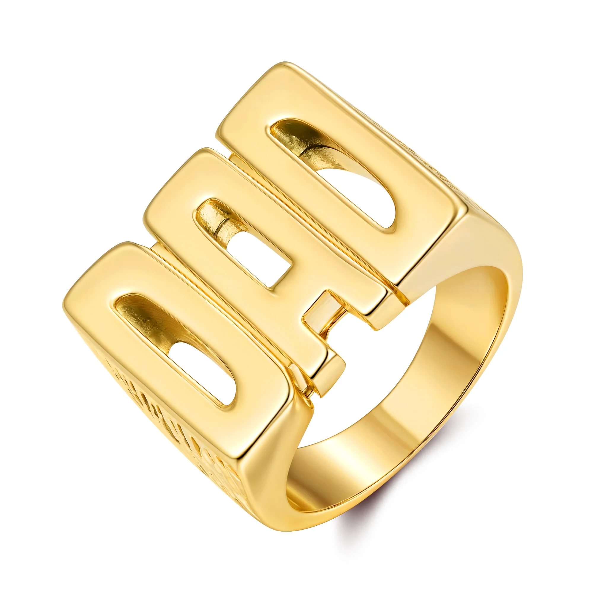 Gold Best Dad Ever Ring Barked - Image 5