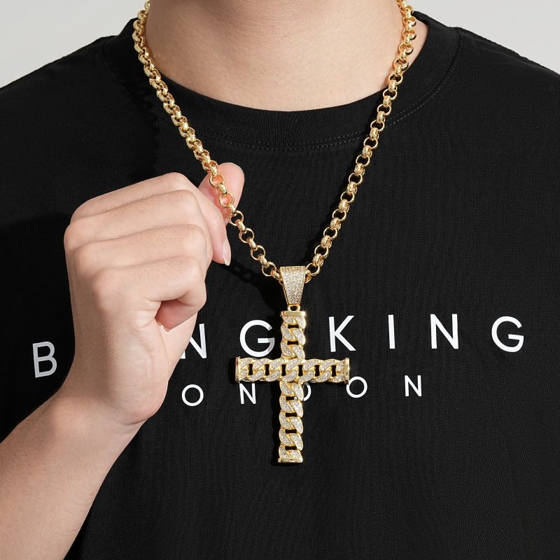 Gold Cross Pendant Necklace 22inches - Image 3