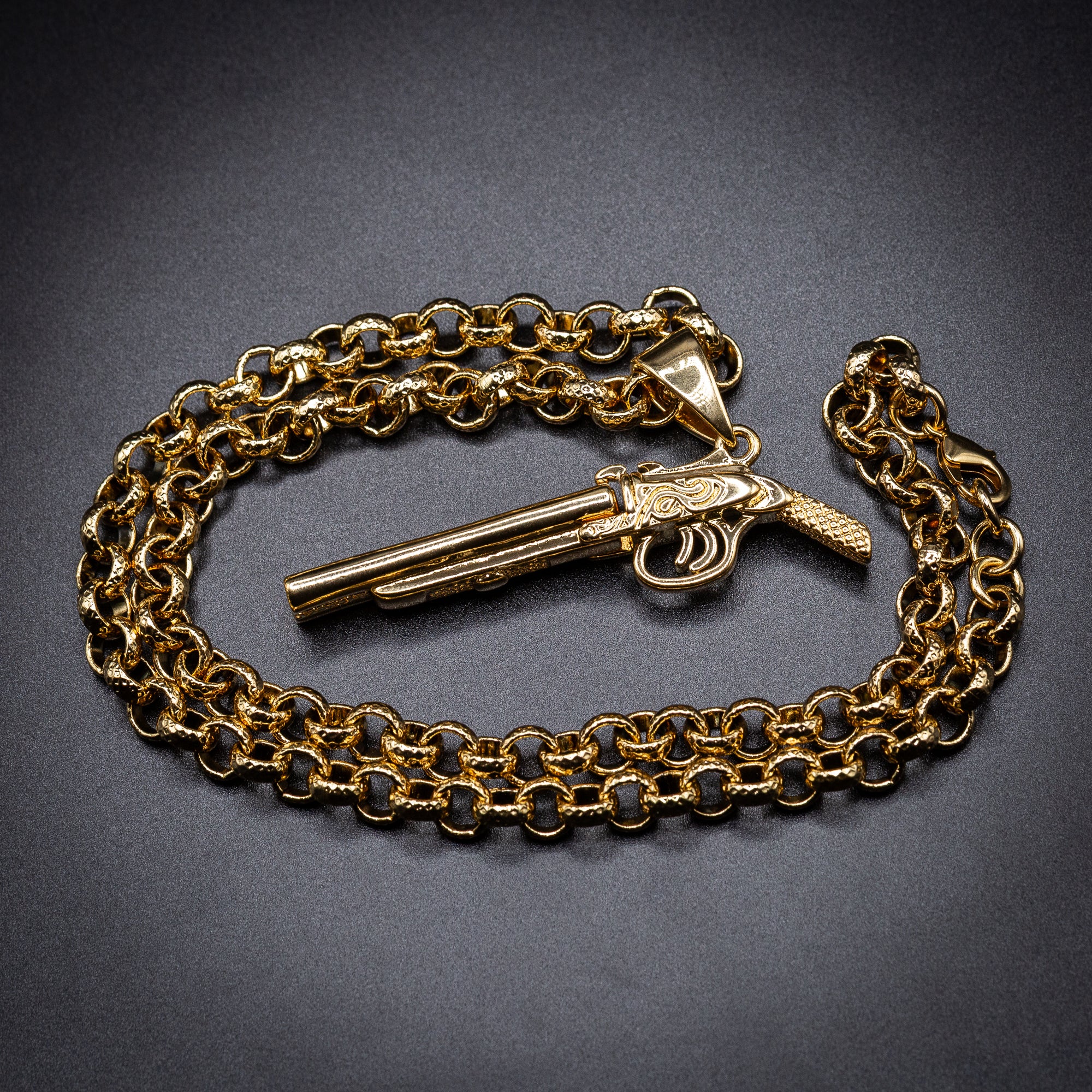 Gold Double Barrel Shotgun Pendant 24inches - Image 4