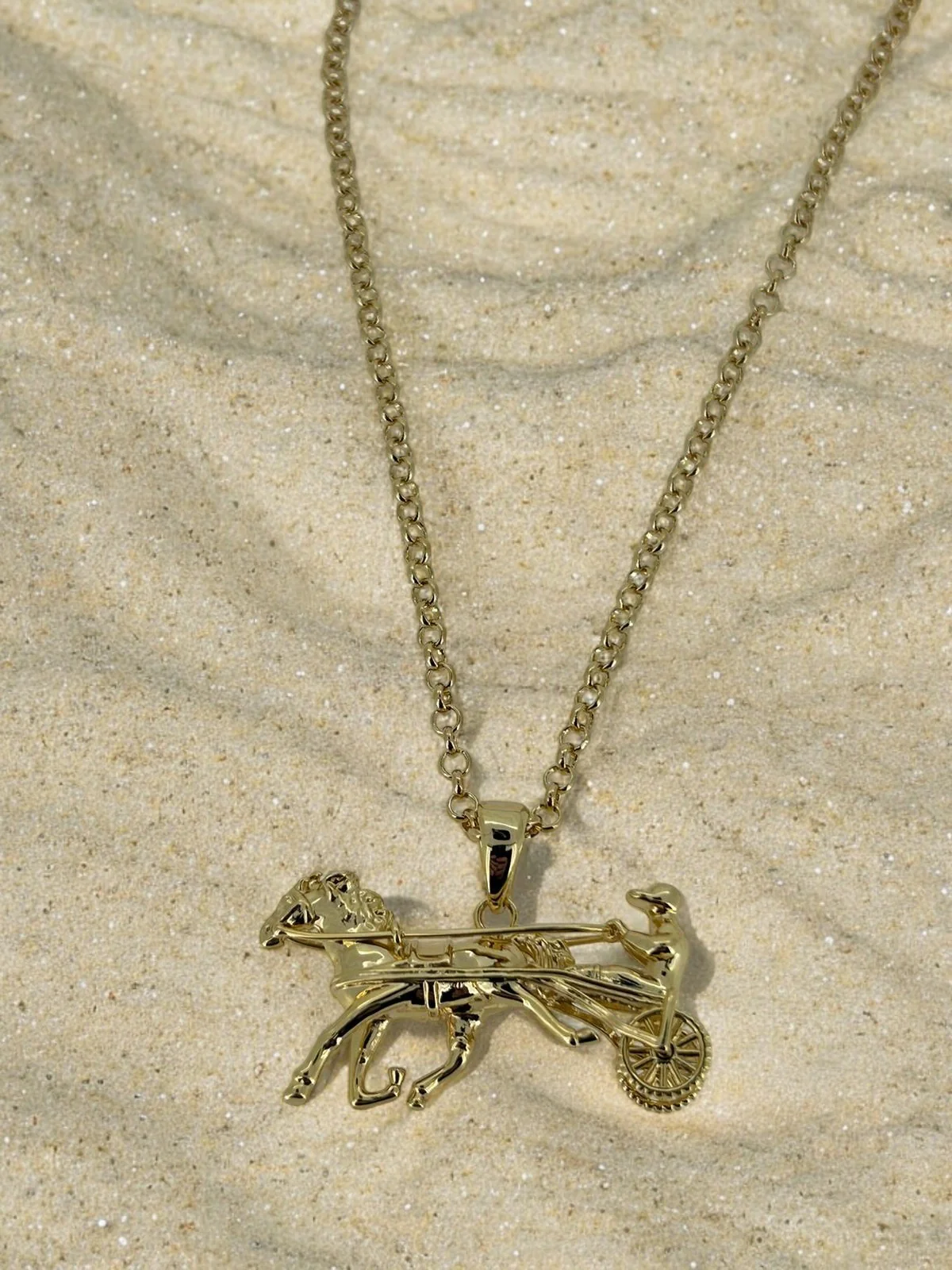 Gold Gypsy Horse & Cart Pendant Necklace 22inches - Image 4