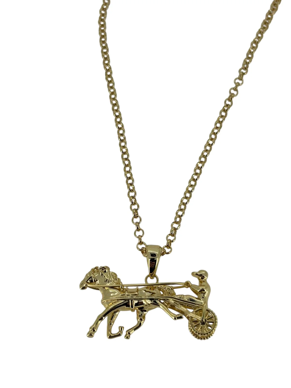 Gold Gypsy Horse & Cart Pendant Necklace 22inches - Image 5